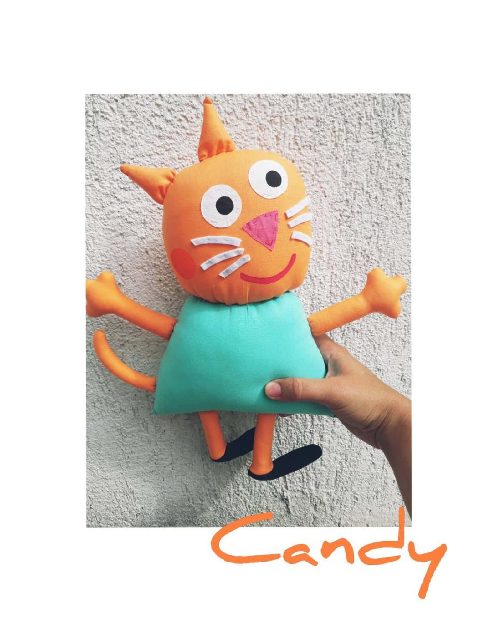 Candy Cat, orange cat plush toy, teal dress, Full HD Phone Wallpaper