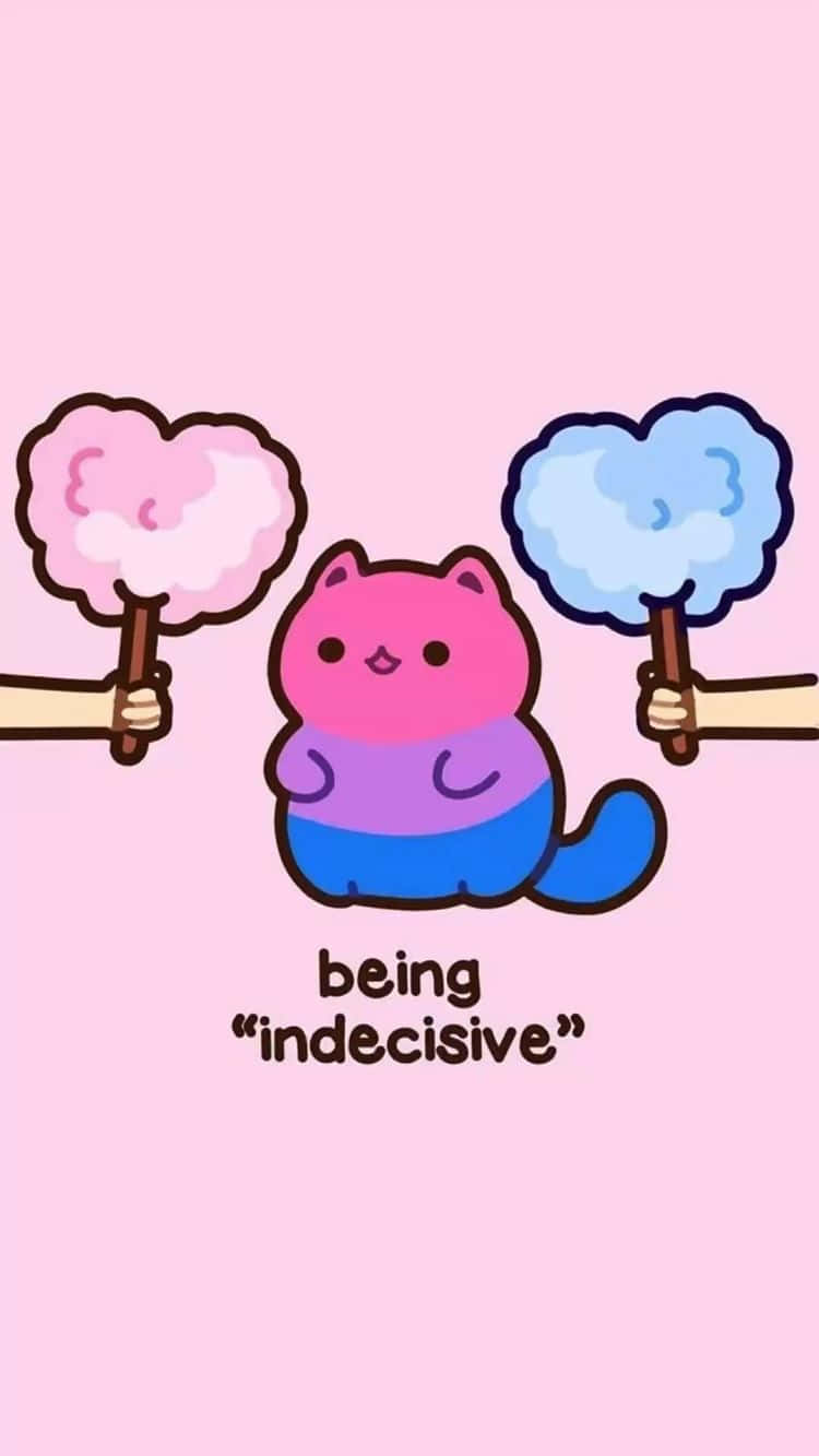 pink cat, purple blue gradient body, pink and blue cotton candy, HD Phone Wallpaper