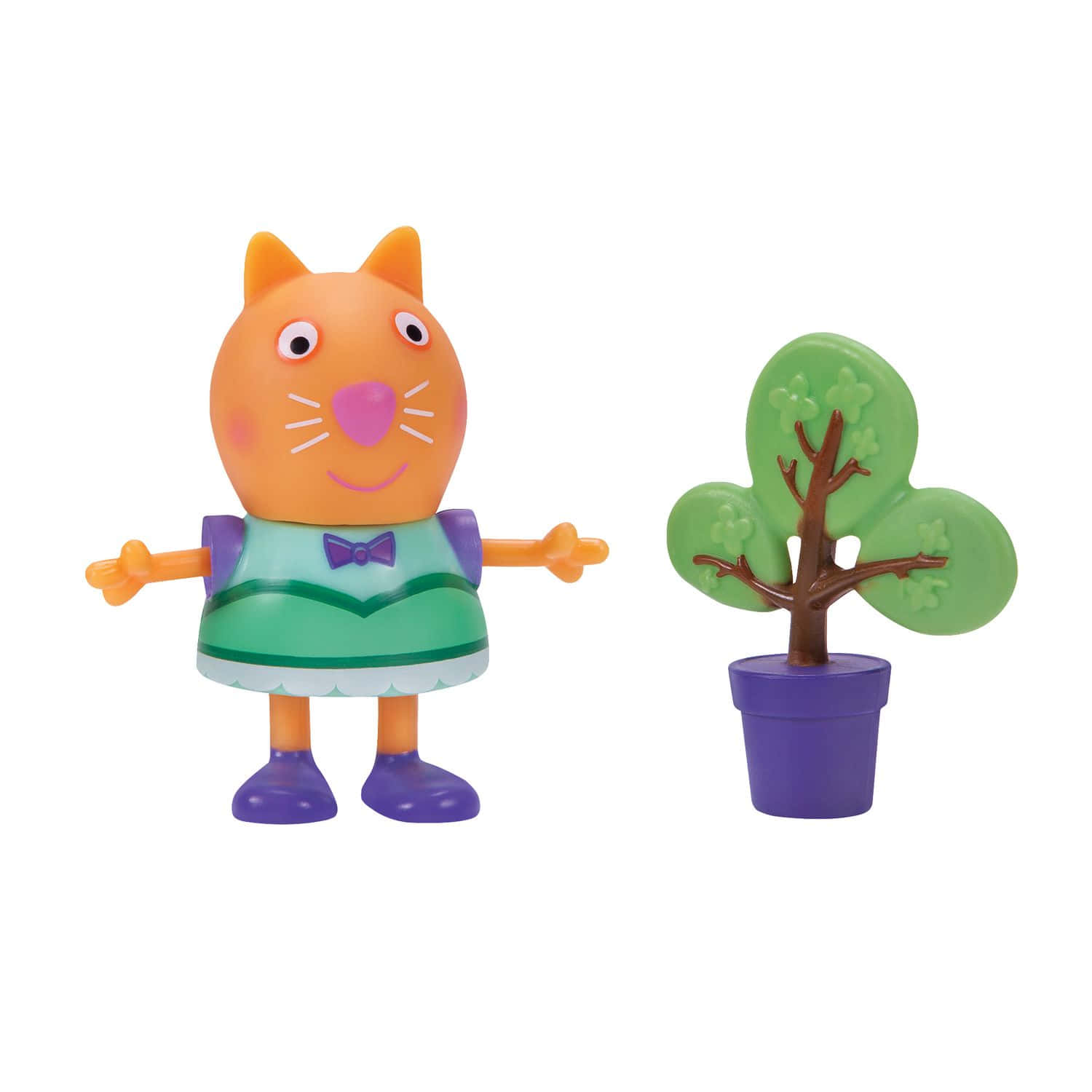 Candy Cat, orange cat toy figure, green dress, HD Desktop Wallpaper