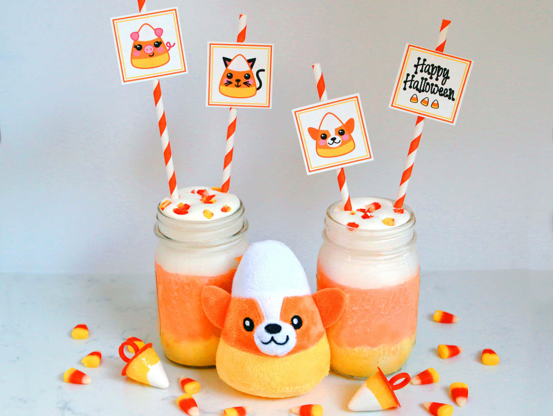 Candy Corn, mason jars, orange yellow layered drink, HD Desktop Wallpaper