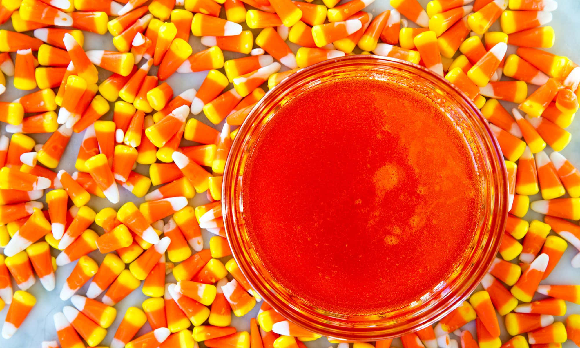 Candy Corn, honey jar, vibrant red liquid, Full HD Desktop Wallpaper