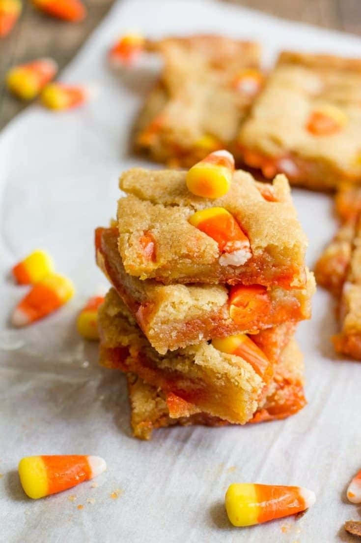 Candy Corn Blondies, golden-brown, colorful candy corn pieces, SD Phone Wallpaper