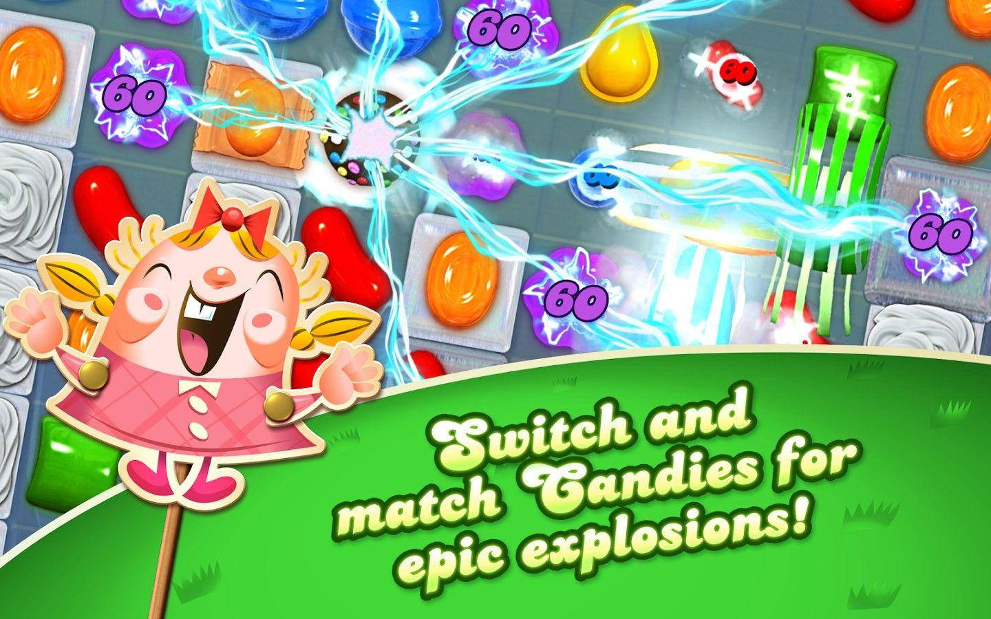 Candy Crush Saga, epic explosion, colorful candies, HD Desktop Wallpaper