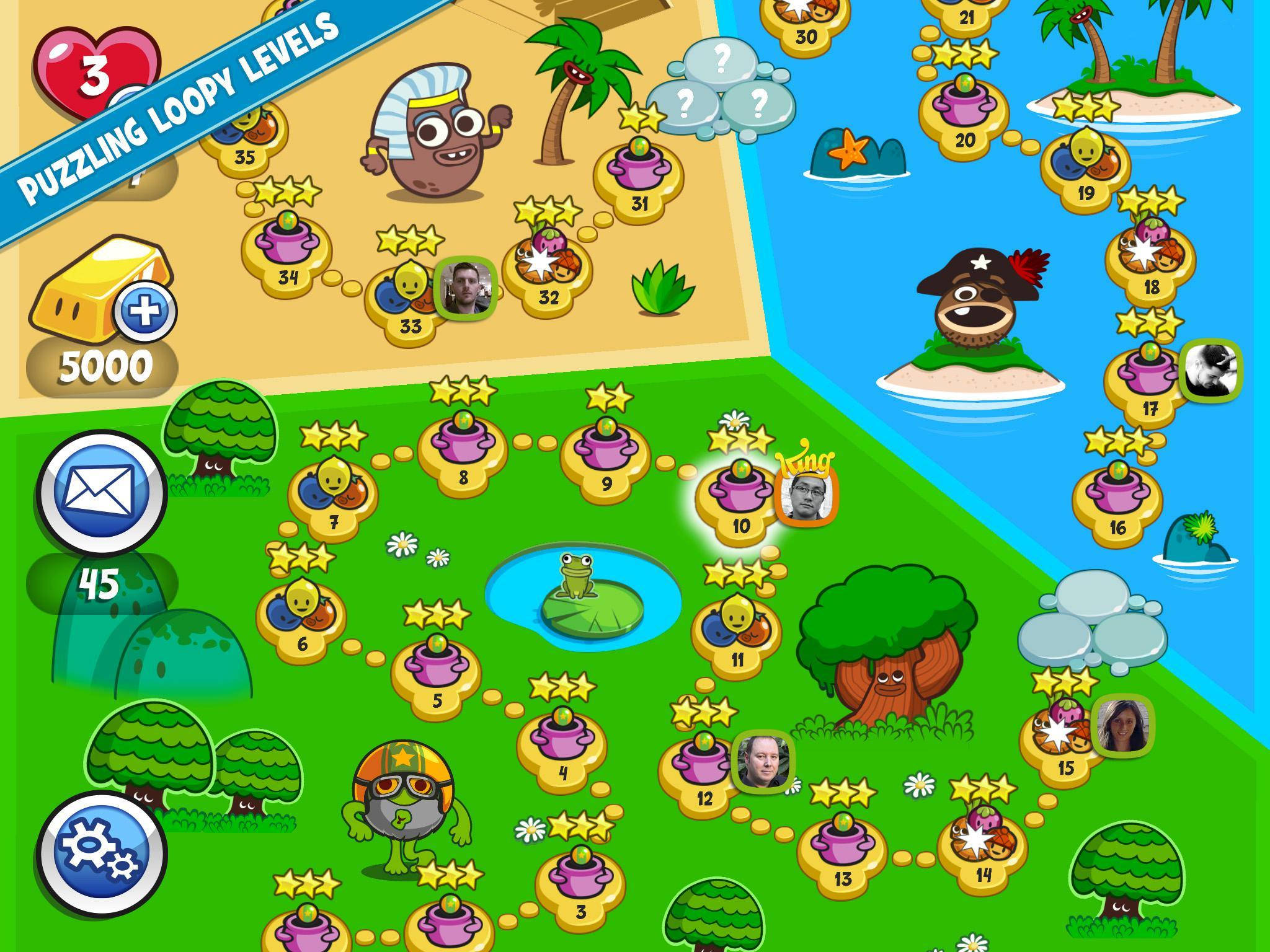Candy Crush Saga, tropical island landscape, looping paths, Full HD Desktop Wallpaper
