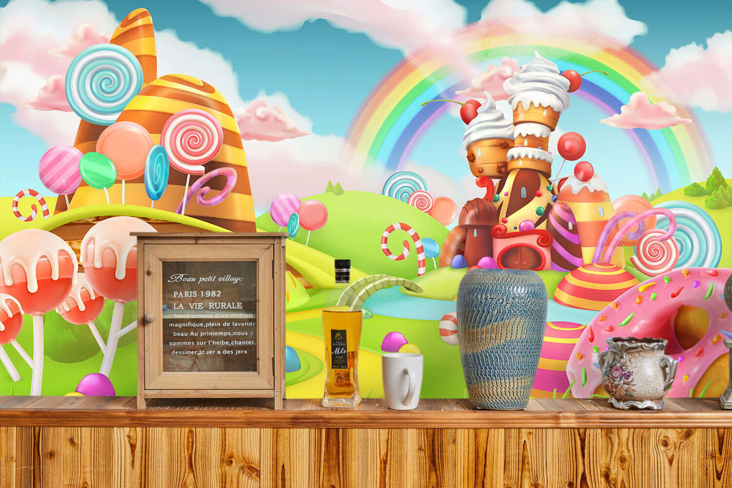 Candy Land, giant lollipops, ice cream towers, HD Desktop Wallpaper