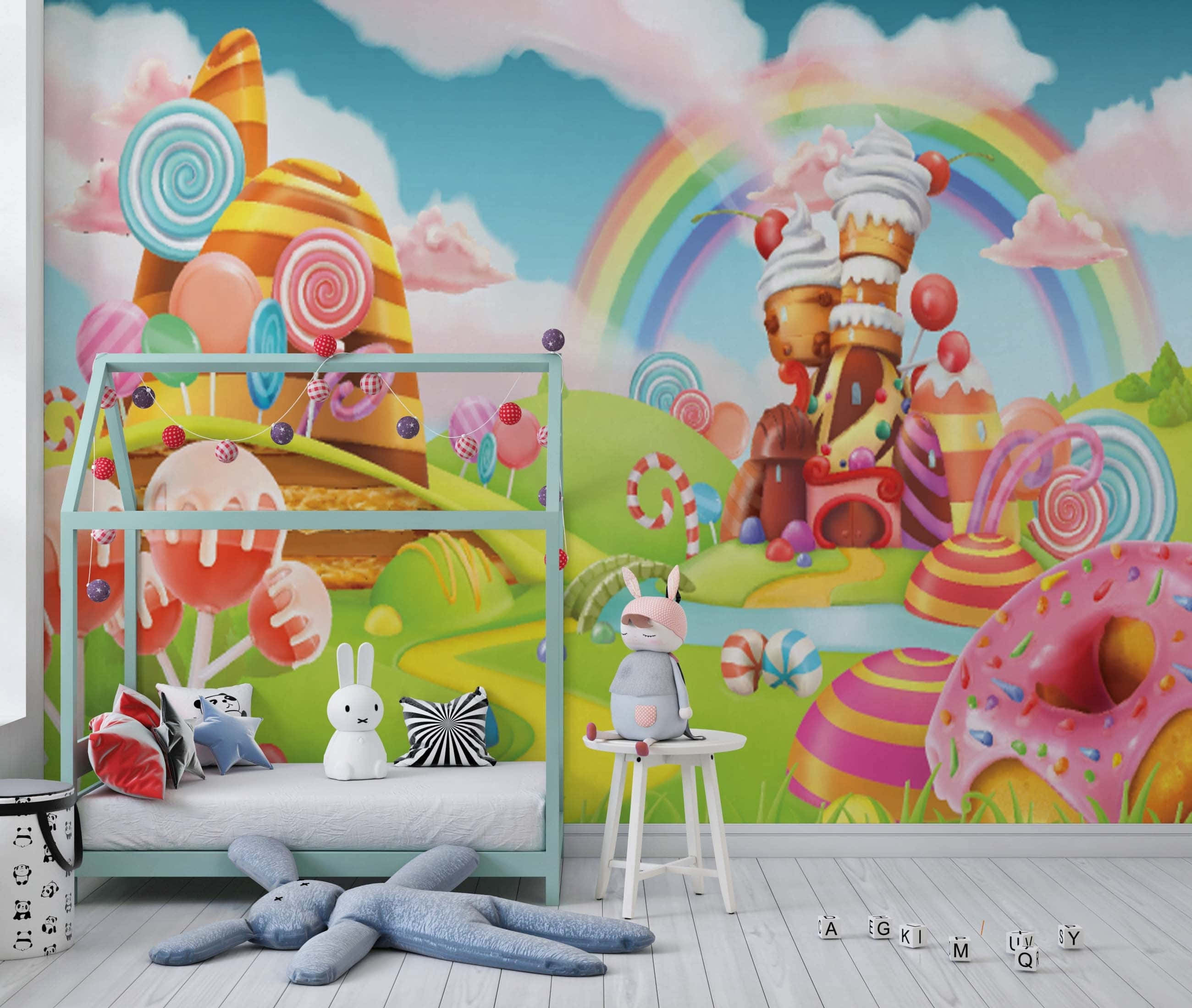 Candy Land, lollipops, donuts, 2K Desktop Wallpaper