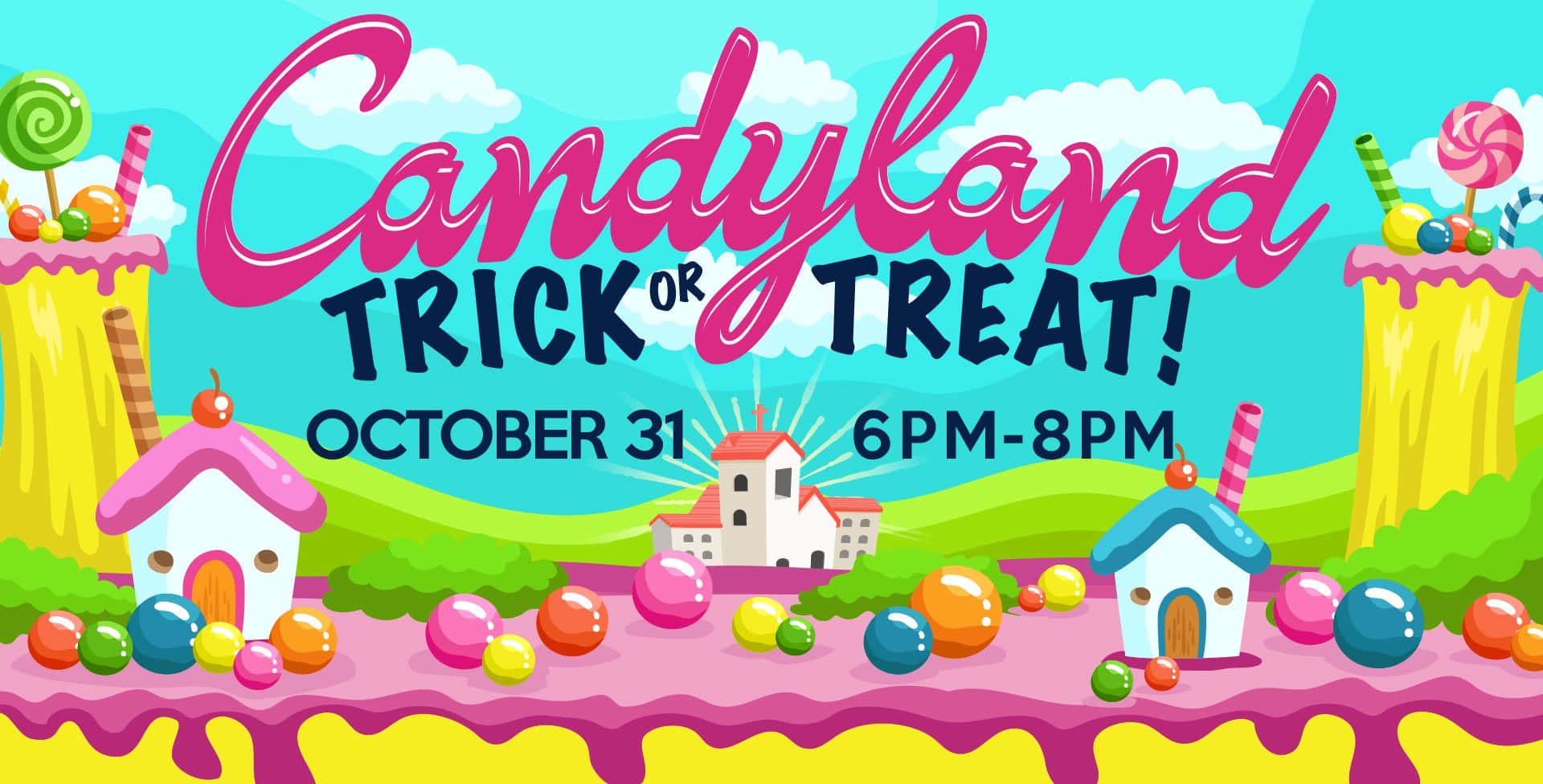 Candy Land, lollipop houses, gumdrop terrain, Full HD Desktop Wallpaper
