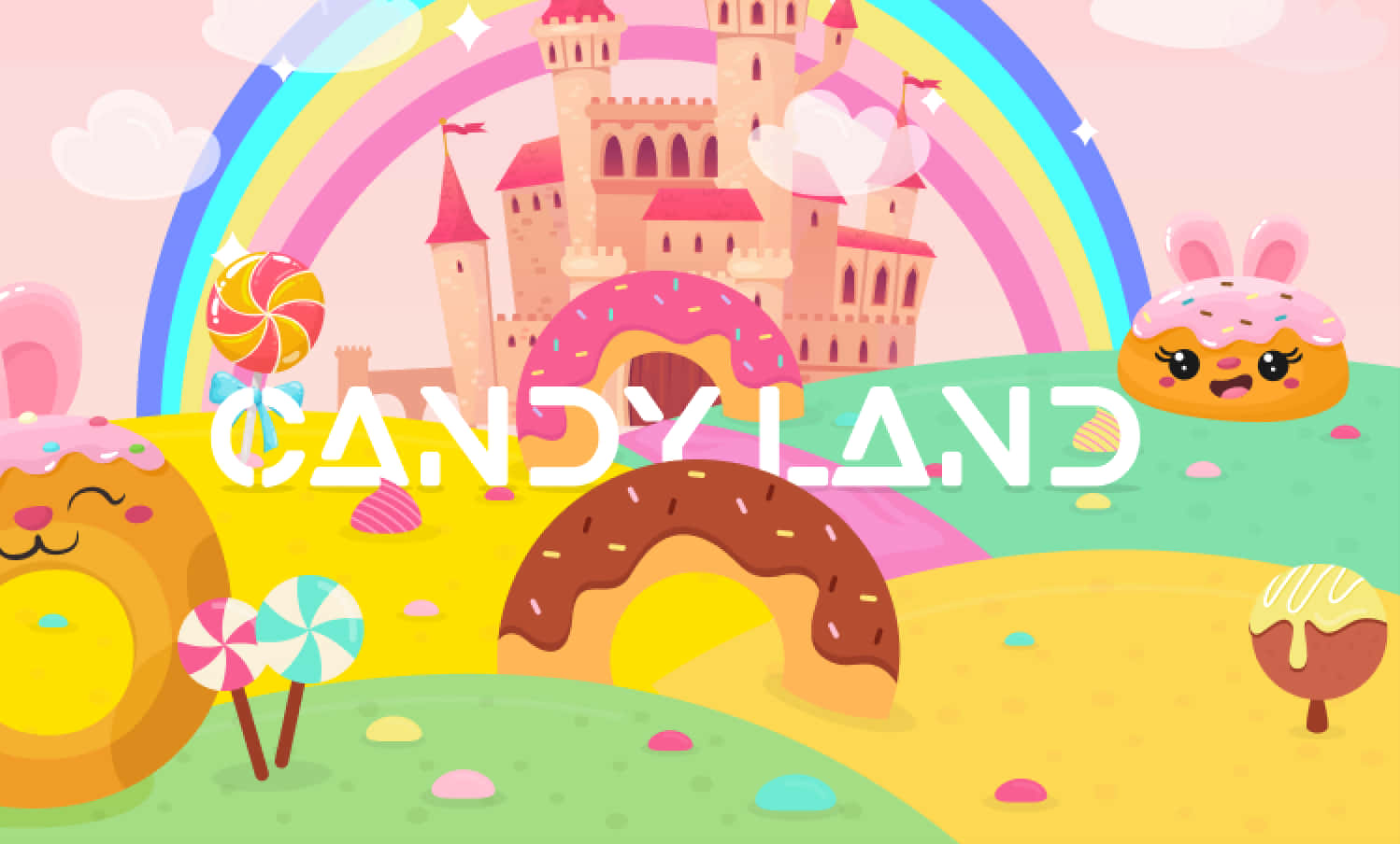 Candy Land, castle, rainbow lollipops, HD Desktop Wallpaper