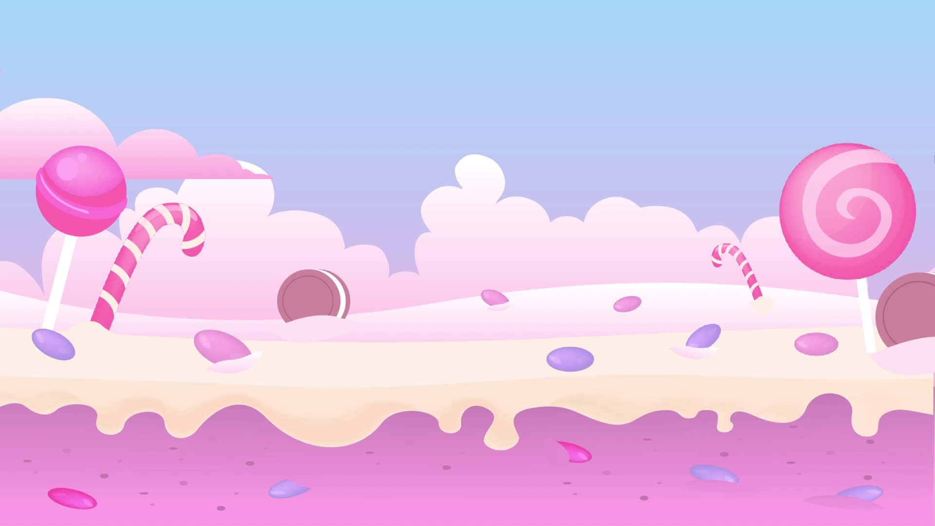 Candy Land, giant lollipops, candy canes, Full HD Desktop Wallpaper