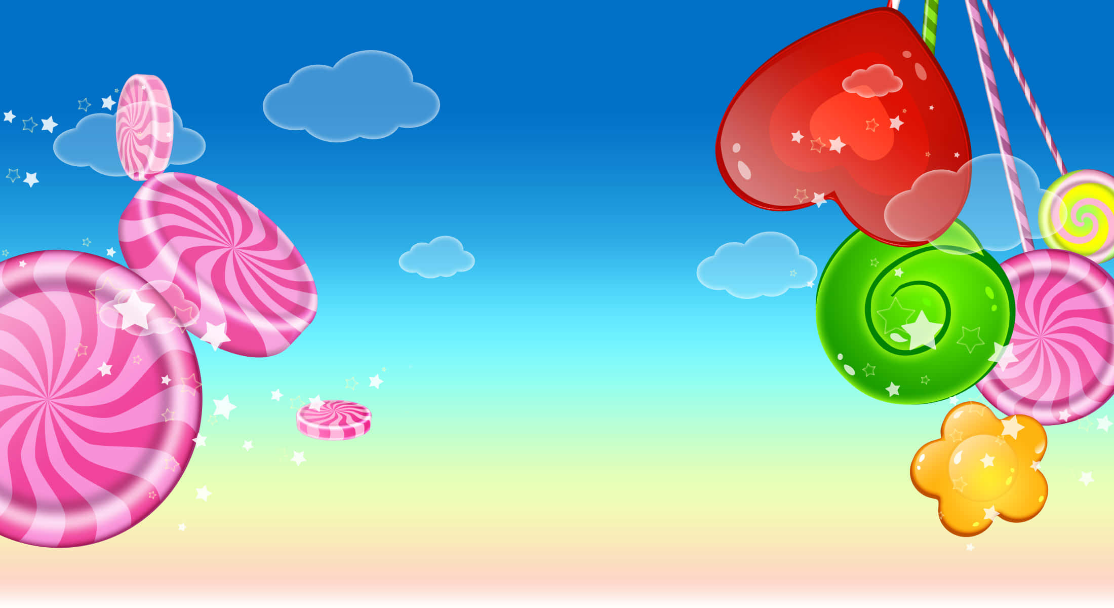 Candy Land, candy canes, gradient sky, Full HD Desktop Wallpaper