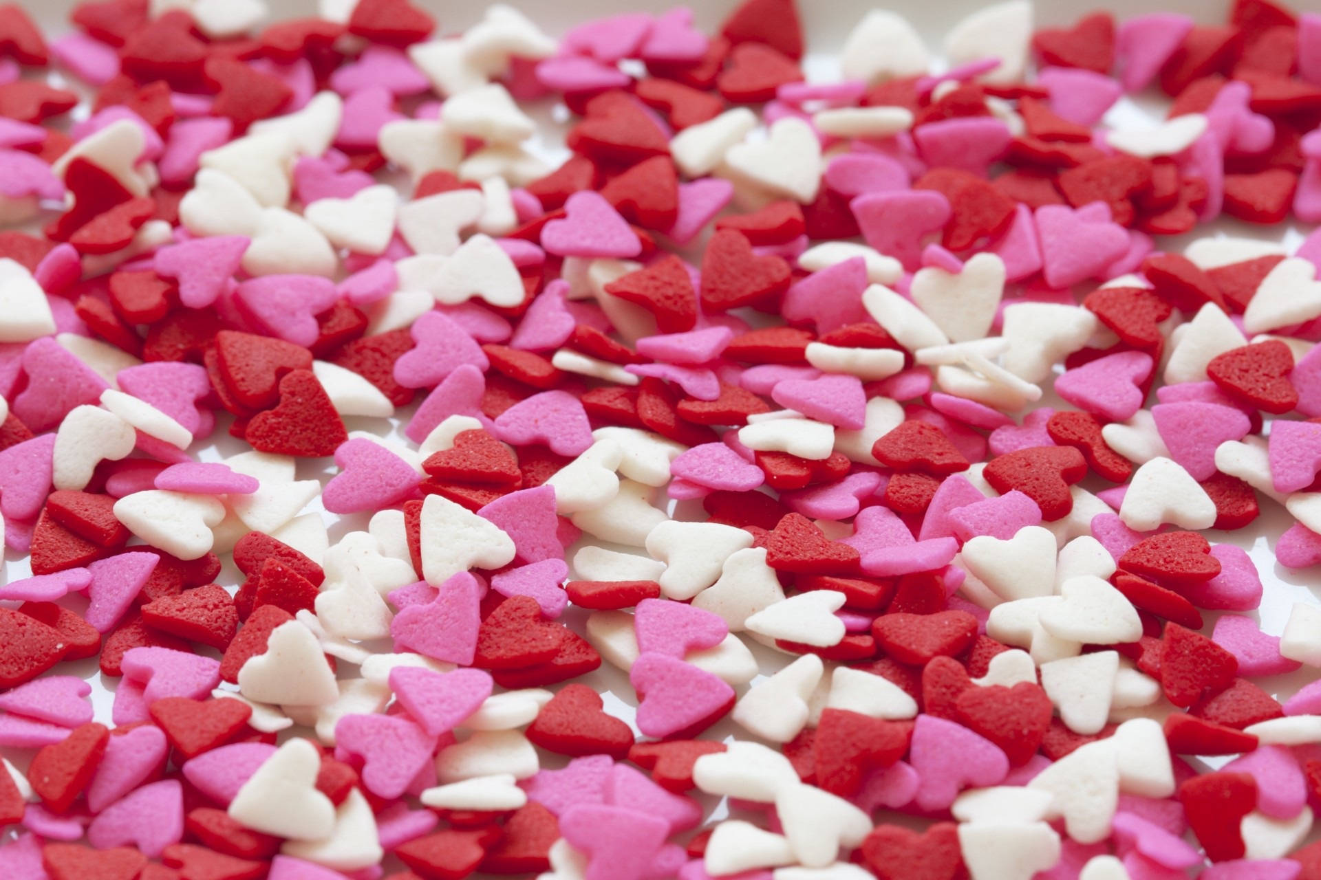 Valentines Day, heart-shaped sprinkles, red, Full HD Desktop Wallpaper