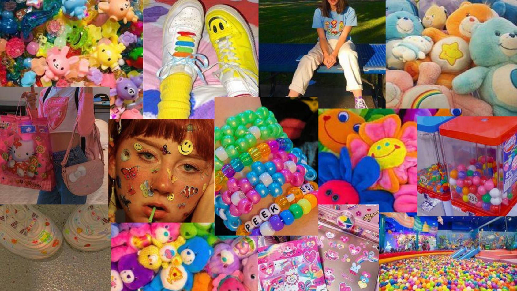 kidcore, vibrant, colorful plush toys, HD Desktop Wallpaper