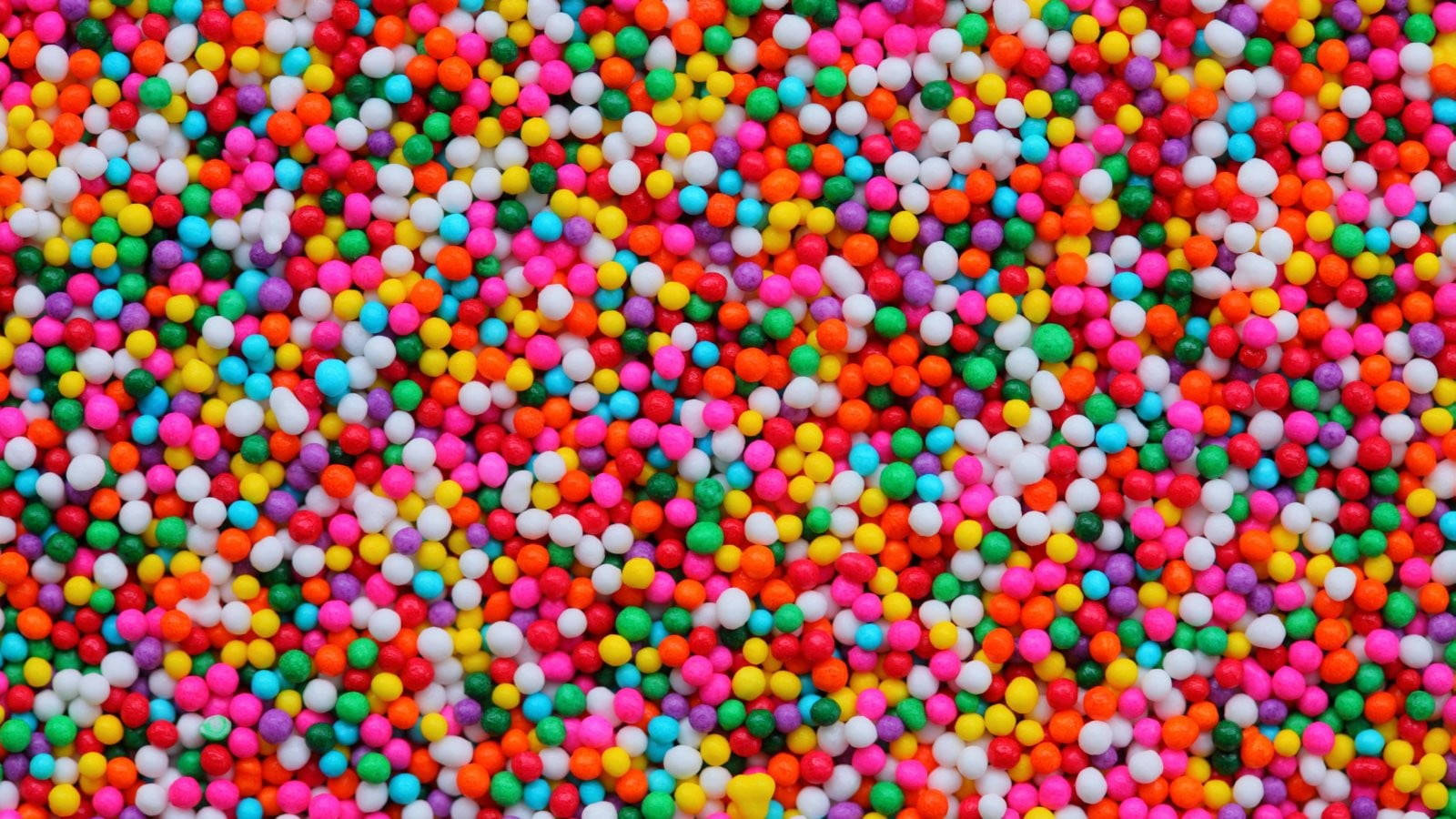 colorful candy balls, multicolored spherical sprinkles, candy-like explosion, HD Desktop Wallpaper