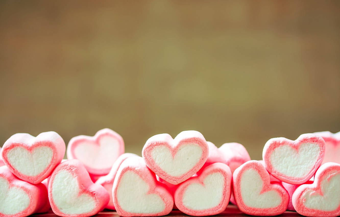 3D marshmallow hearts, soft pink, heart-shaped, HD Desktop Wallpaper