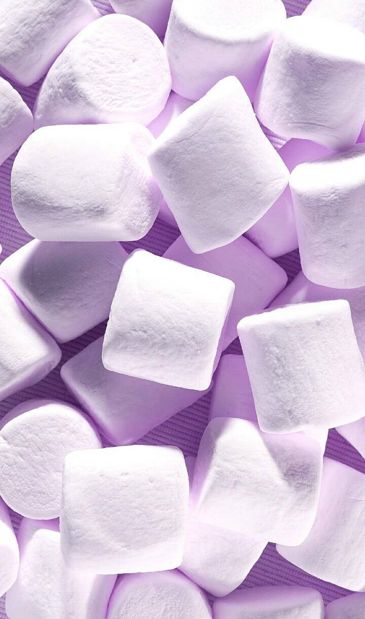 light purple, 3D marshmallow, fluffy white marshmallows, SD Phone Wallpaper