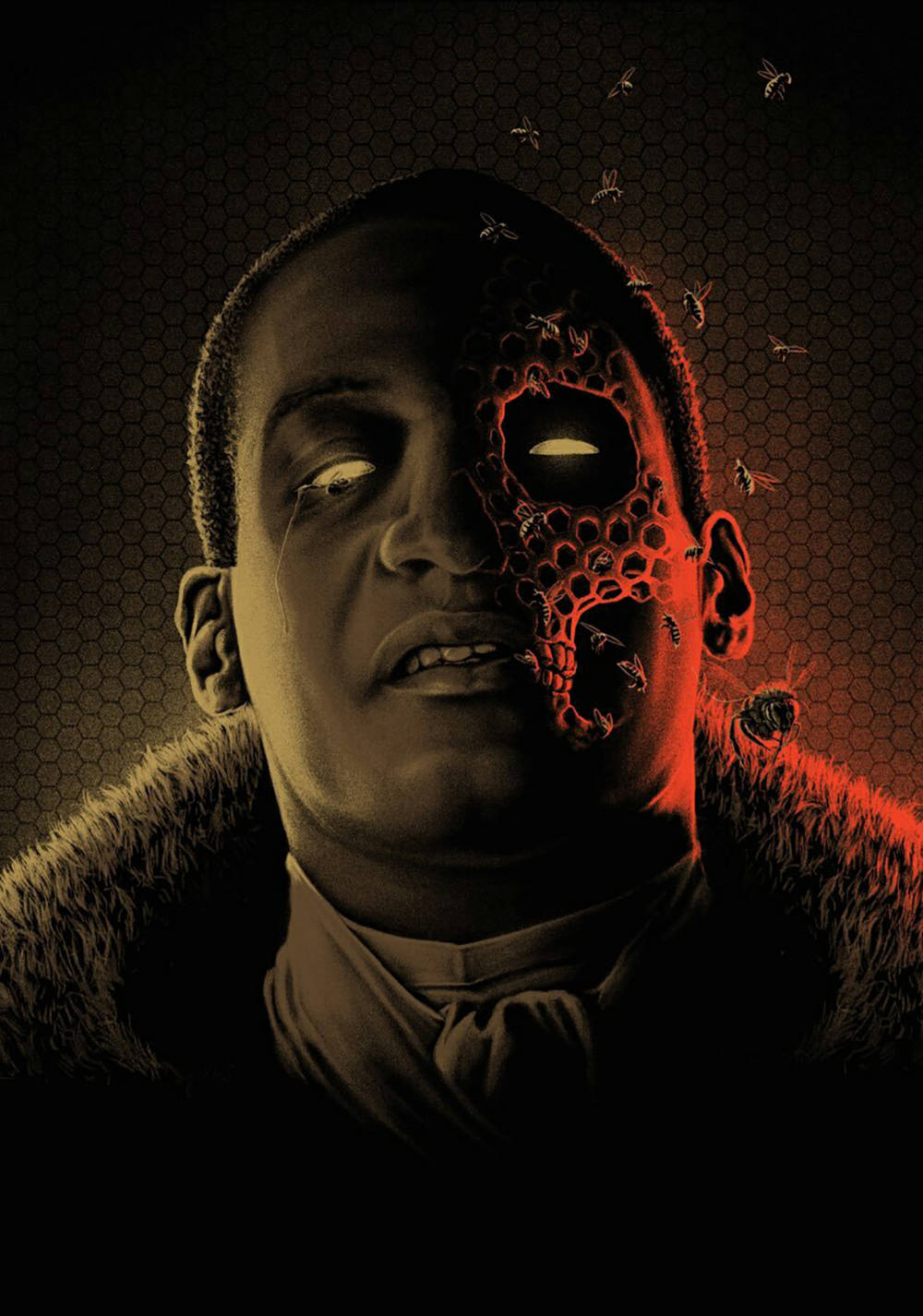 Candyman, glowing red honeycomb, bees, HD Phone Wallpaper