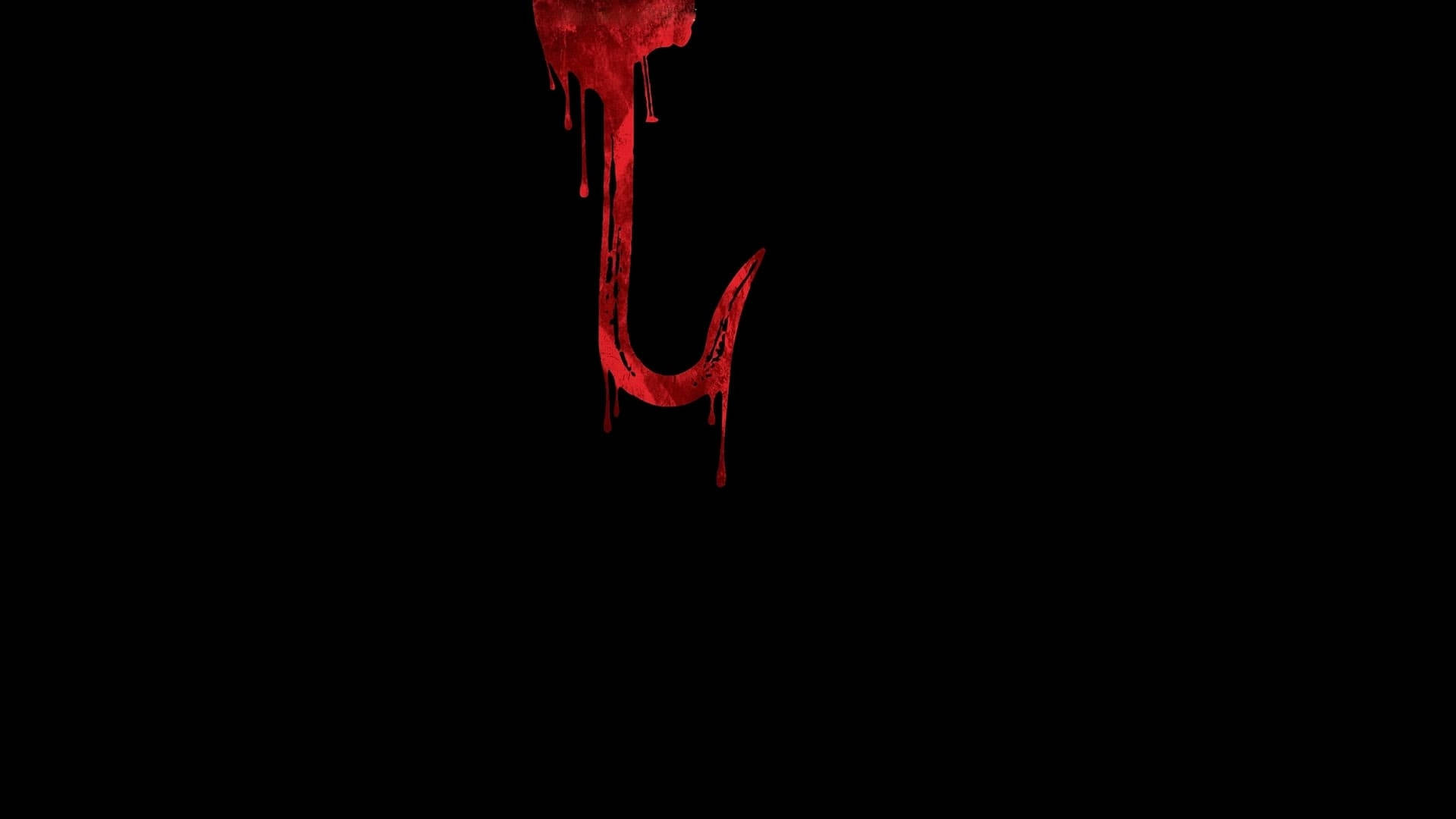 Candyman, dripping red hook, stark black background, Full HD Desktop Wallpaper