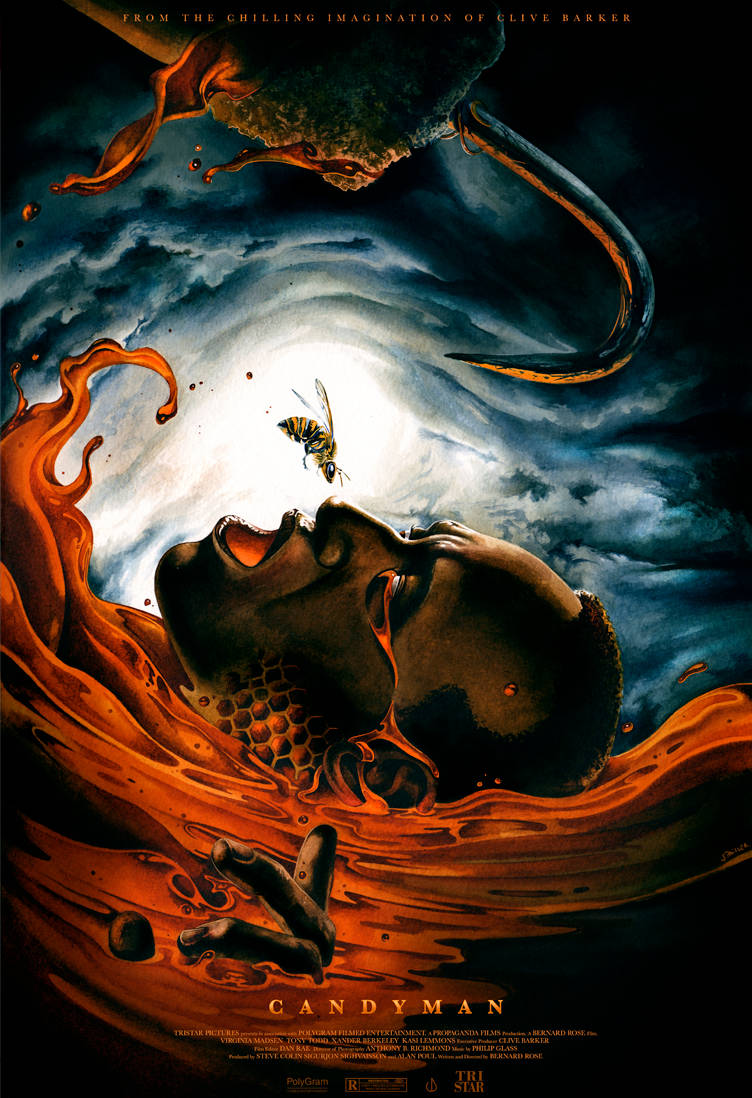 Candyman, horror movie fanart, orange liquid, SD Phone Wallpaper
