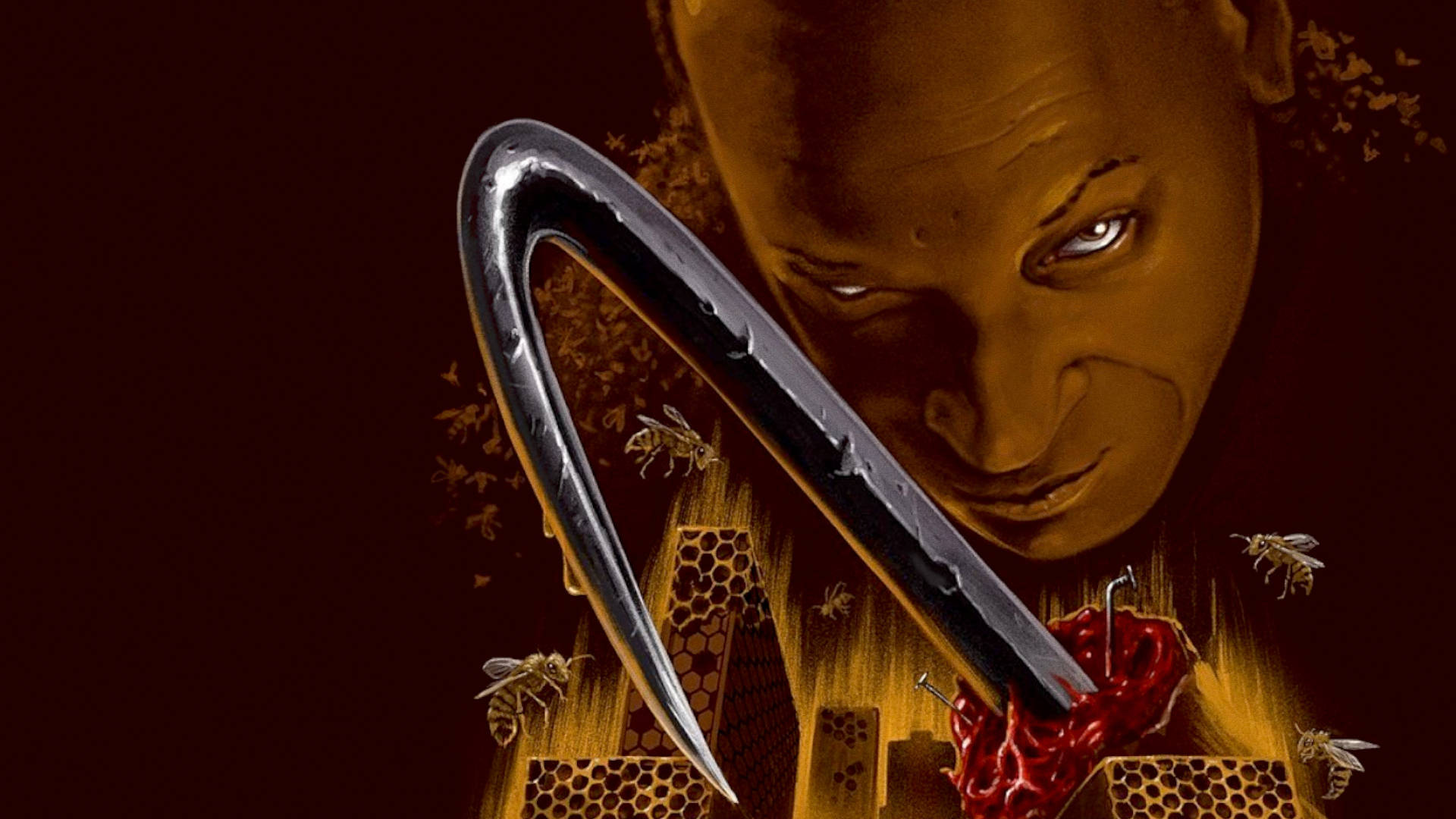 Candyman, curved blade, honeycomb heart, Full HD Desktop Wallpaper