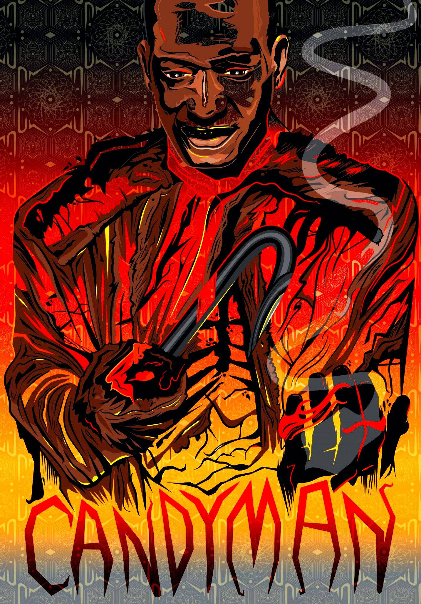 Candyman, hook, fiery red and orange background, Full HD Phone Wallpaper