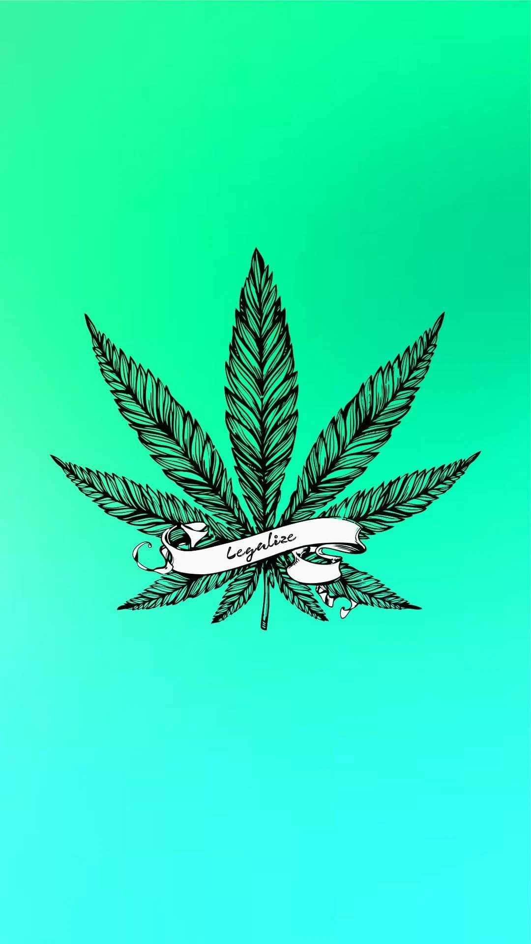 cannabis leaf, legalize, vibrant green to cyan gradient background, Full HD Phone Wallpaper