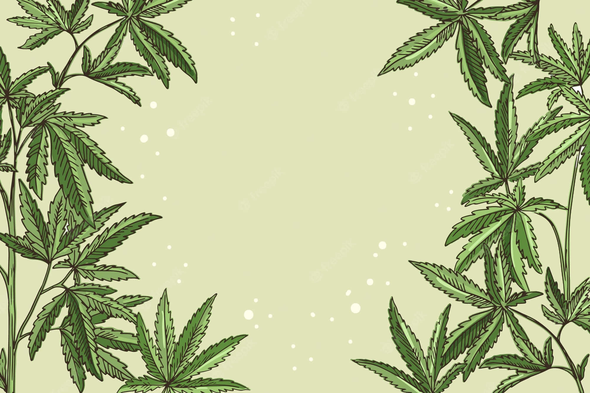 cannabis leaf, pale green background, scattered white dots, Full HD Desktop Wallpaper