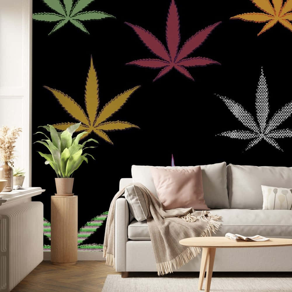 cannabis leaf, black wallpaper, green yellow red and white, SD Desktop Wallpaper