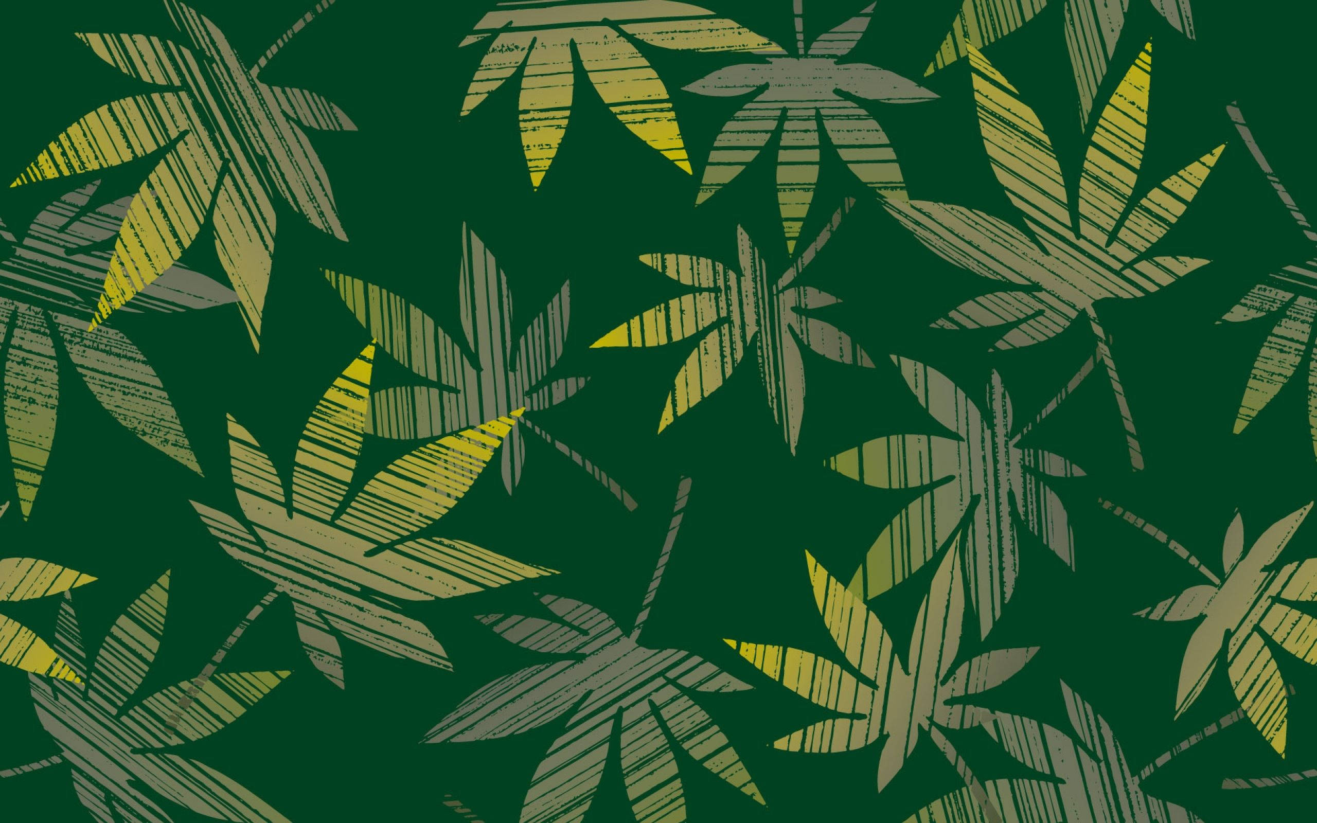 minimalist cannabis art, stylized cannabis leaves, yellow, 2K Desktop Wallpaper