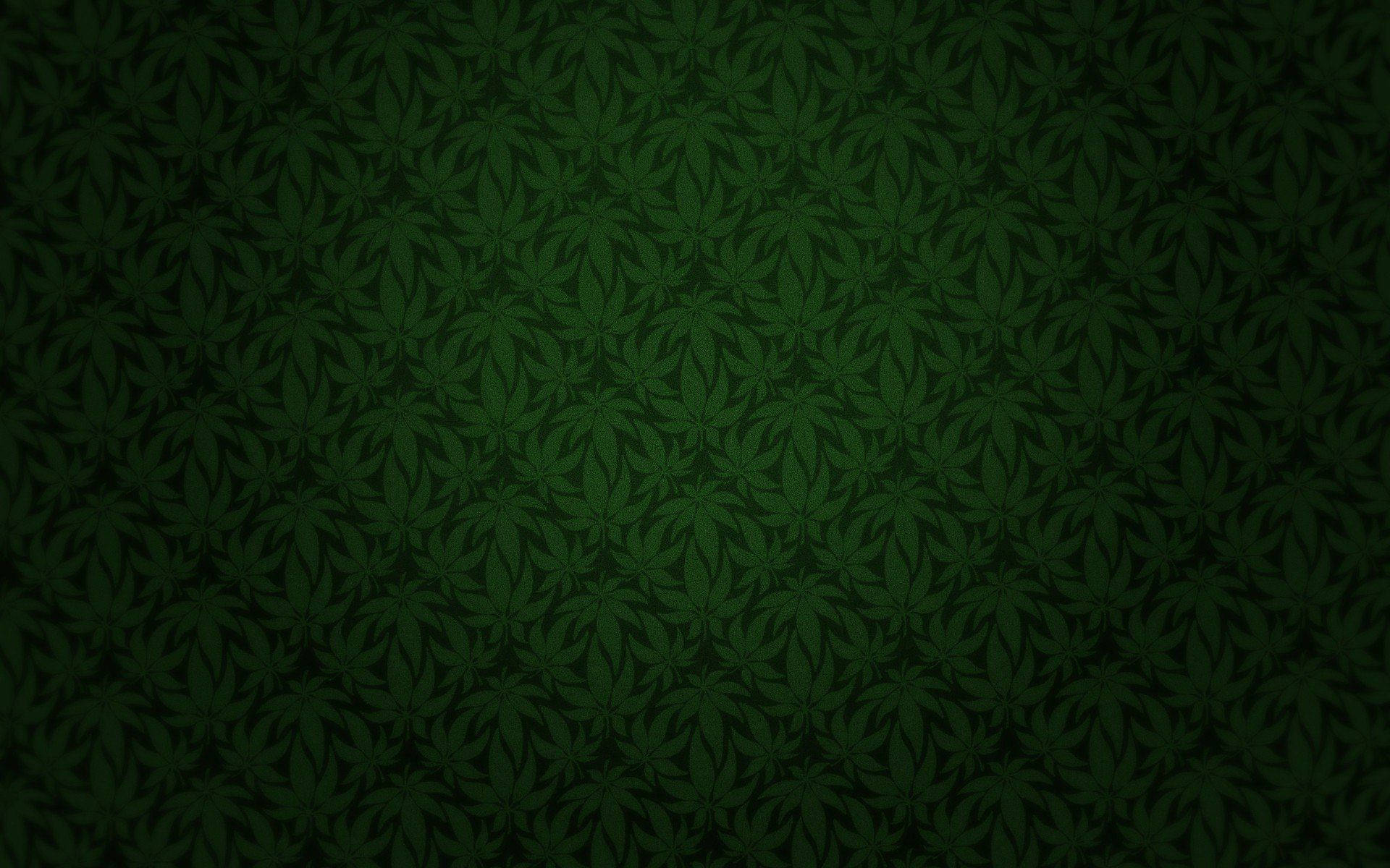 Dark green cannabis leaf pattern, subtle gradient, repeating motif, Full HD Desktop Wallpaper