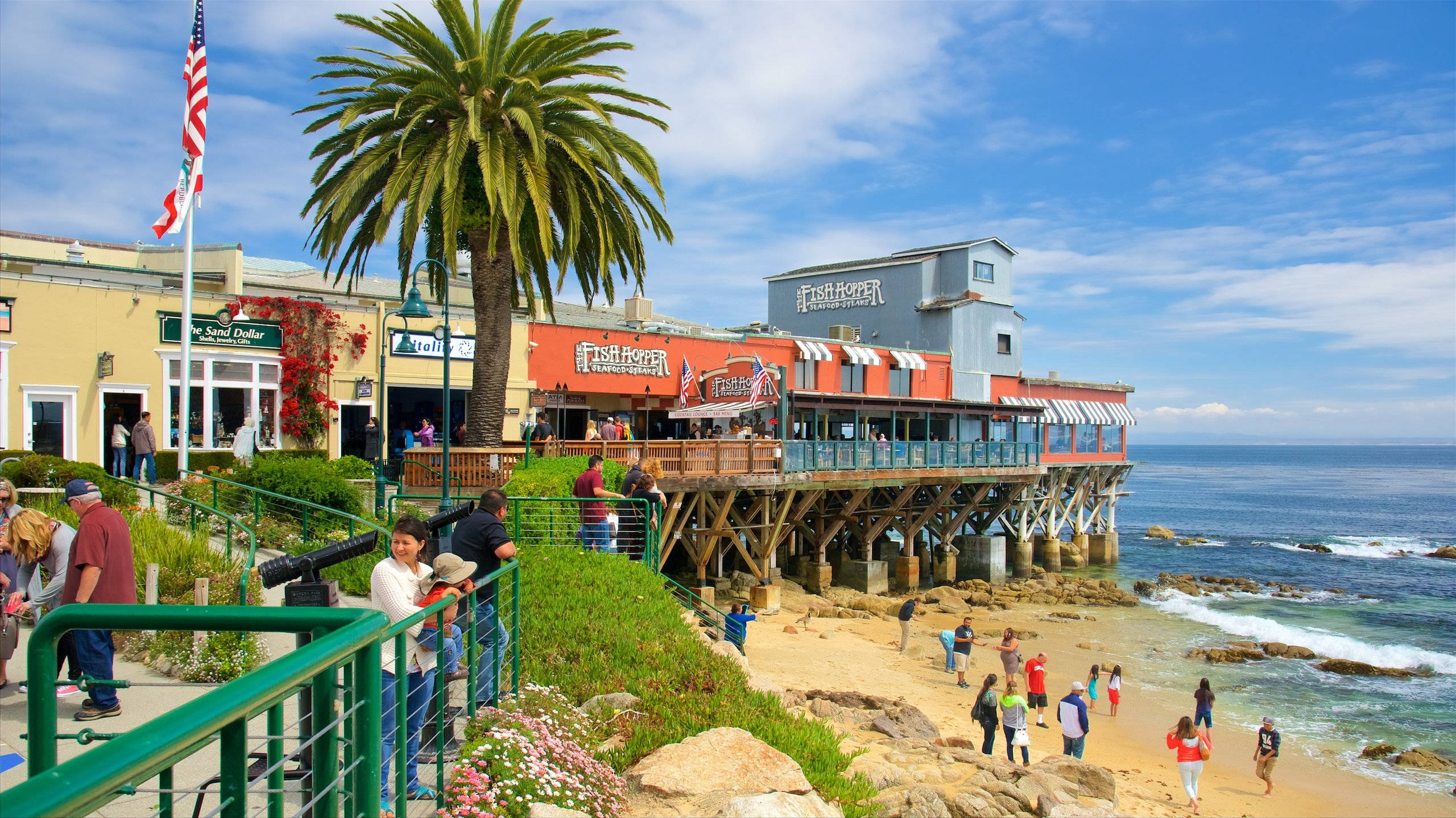 Cannery Row, beach establishments, seaside boardwalk, 2K Desktop Wallpaper