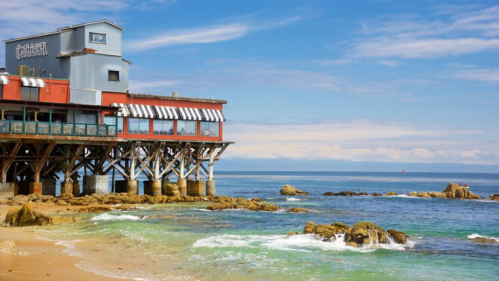 Cannery Row, turquoise ocean waves, rocky shores, SD Desktop Wallpaper