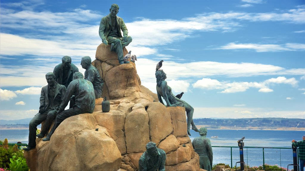 Cannery Row, bronze statues, rocky outcrop, SD Desktop Wallpaper