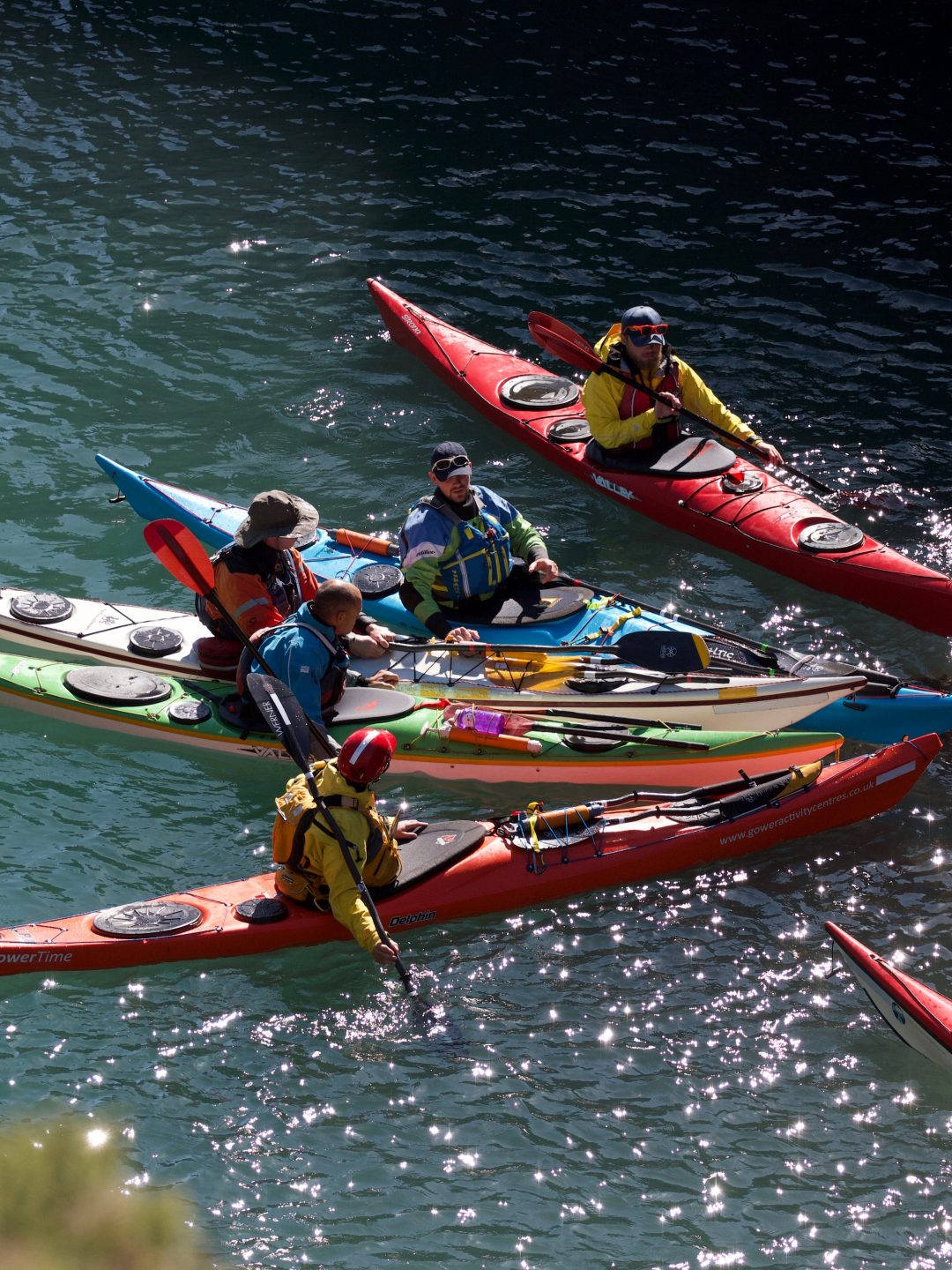 Canoeing, colorful boats, sunlit water, HD Phone Wallpaper