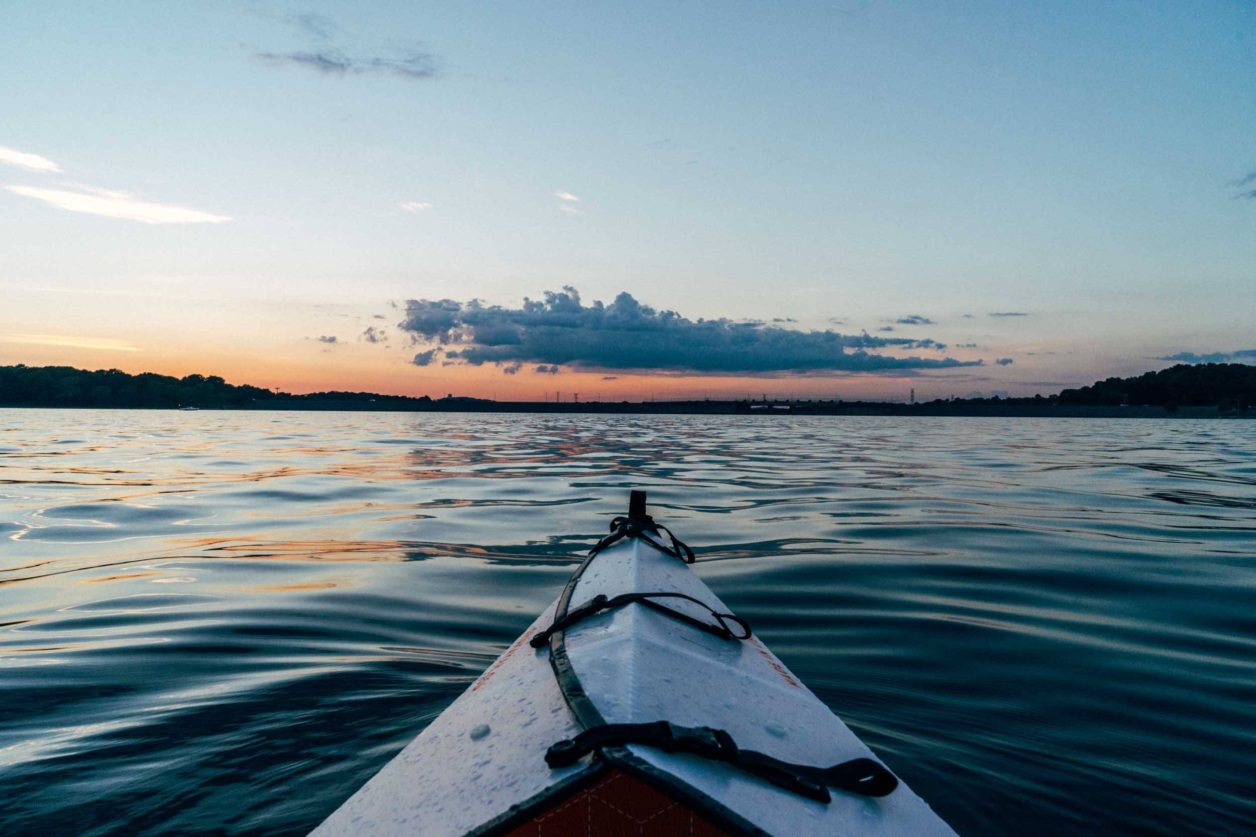 Canoeing, sea, sunset, Full HD Desktop Wallpaper