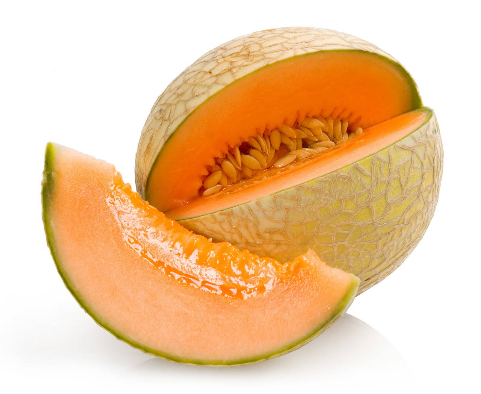 cantaloupe, orange flesh, white background, HD Desktop Wallpaper