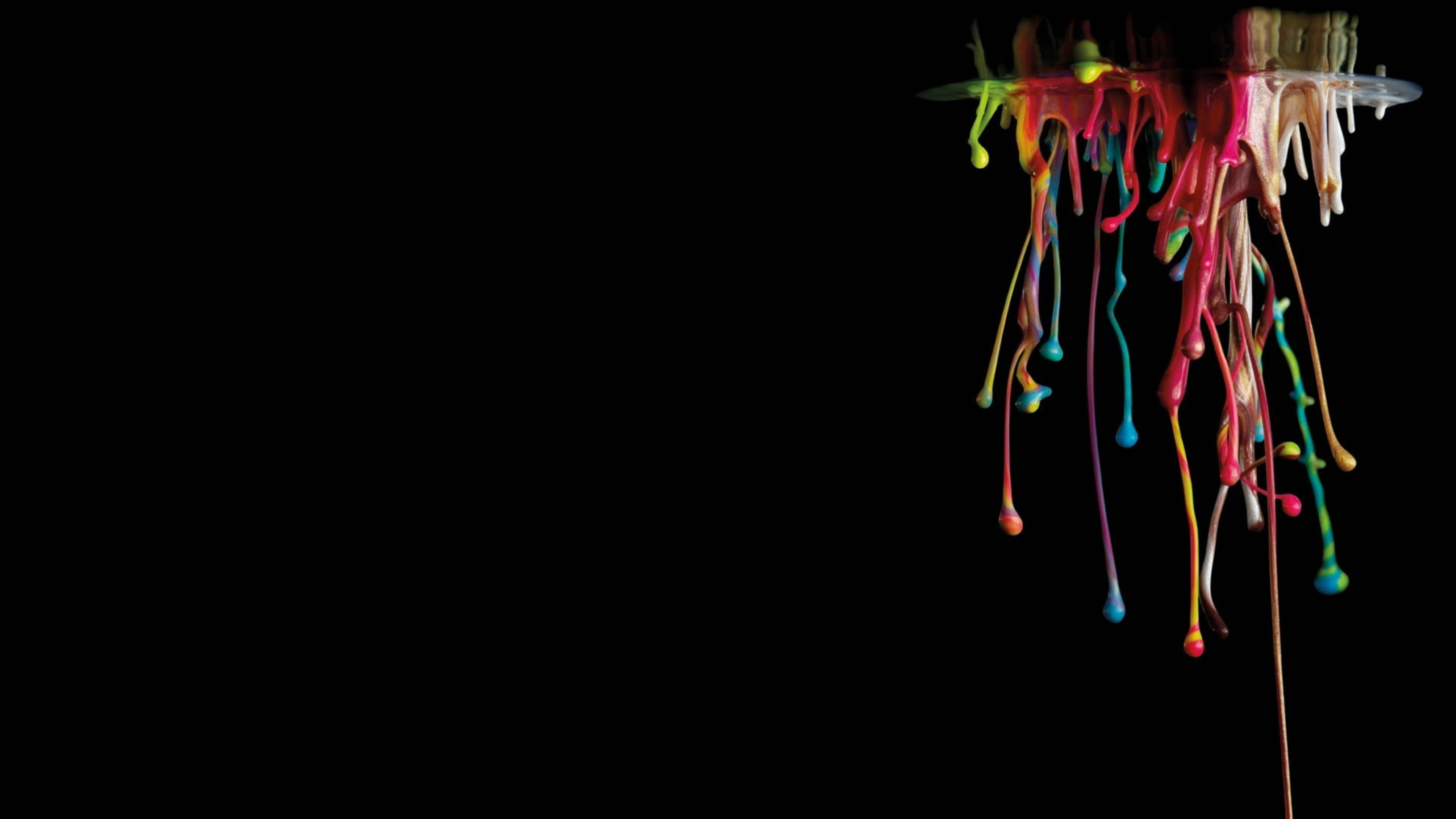 Canva, colored paint splashes, vibrant multicolored paint drips, 4K Desktop Wallpaper