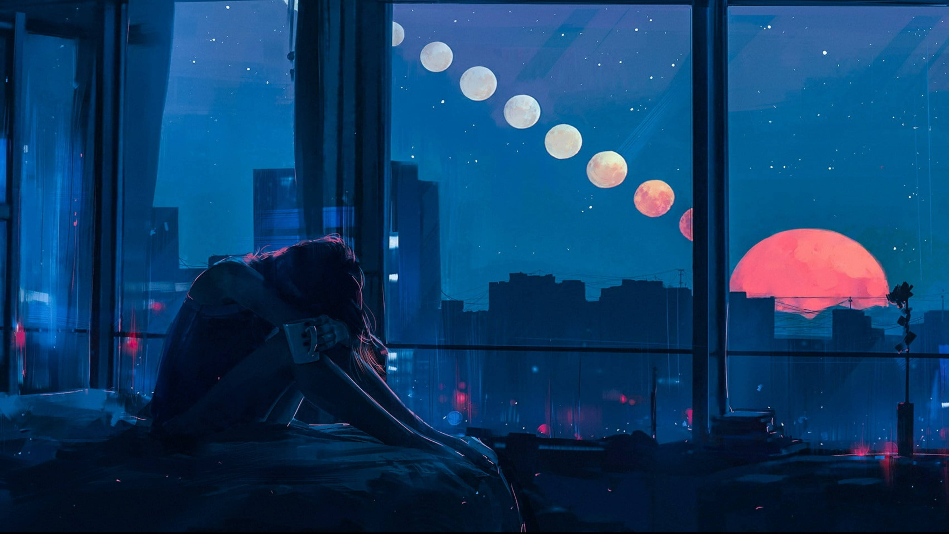 Canva, night, surreal night sky, 4K Desktop Wallpaper