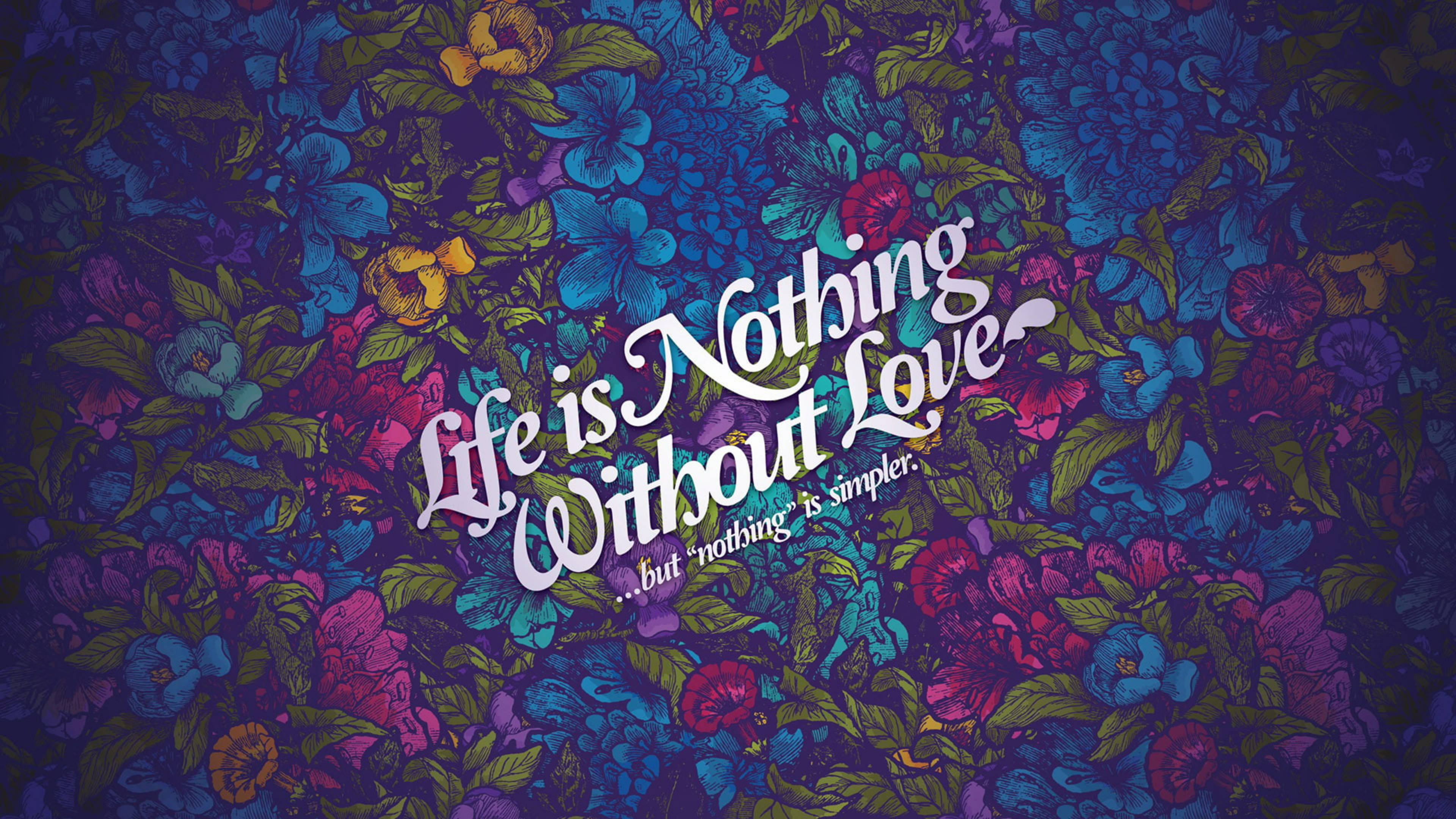Canva, floral pattern, deep blues purples and pinks, 4K Desktop Wallpaper