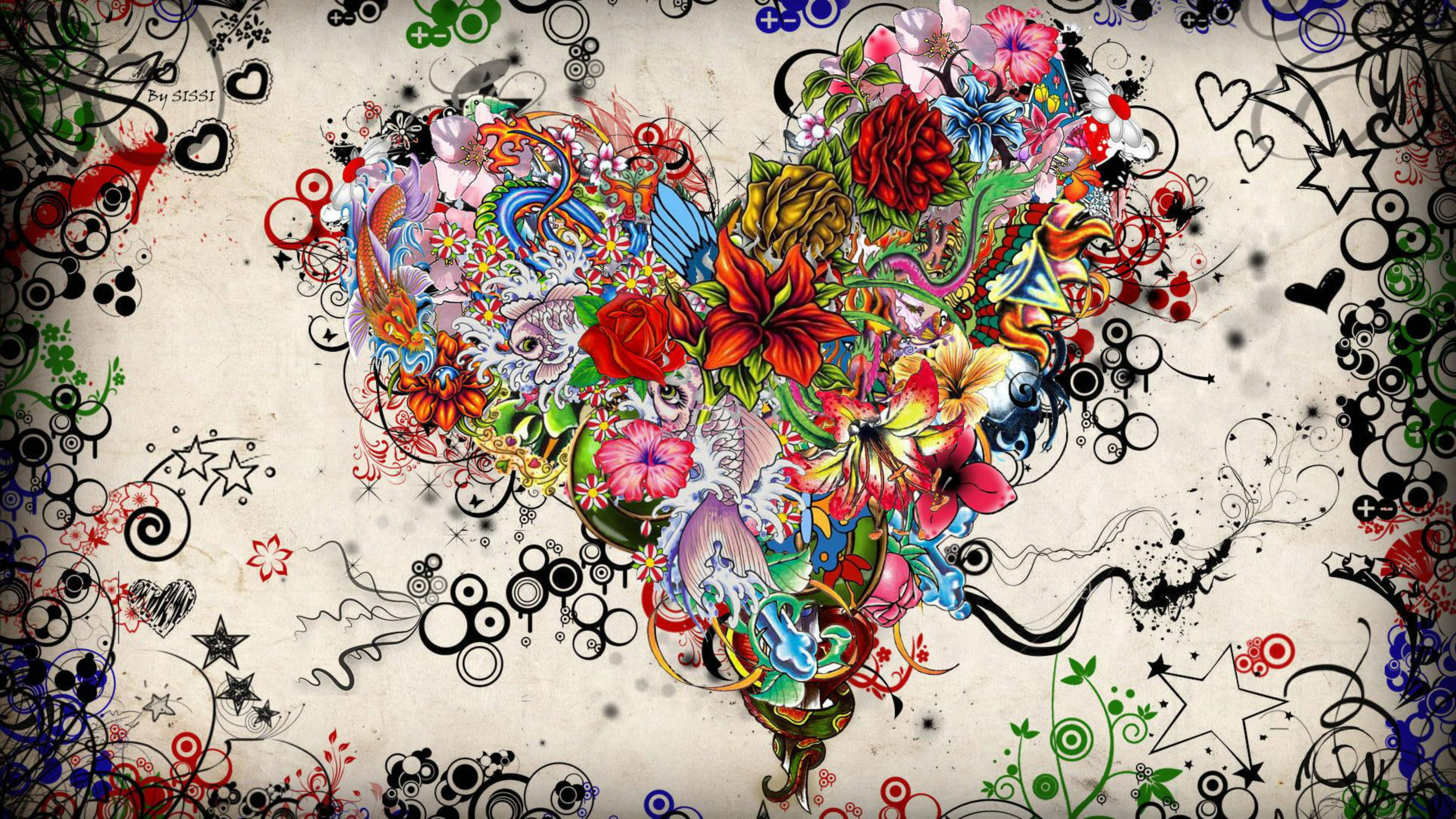 Canva, heart-shaped, abstract artwork, 4K Desktop Wallpaper