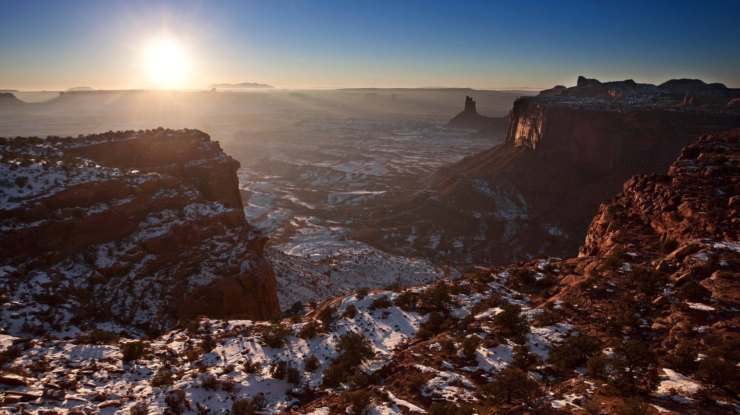 Canyonlands National Park, sunrise, golden rays, Full HD Desktop Wallpaper