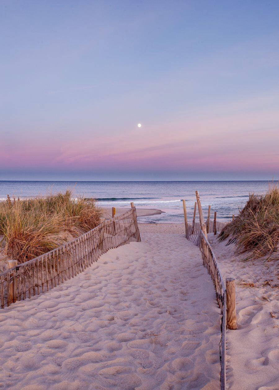 Cape Cod, twilight sky, moon, SD Phone Wallpaper