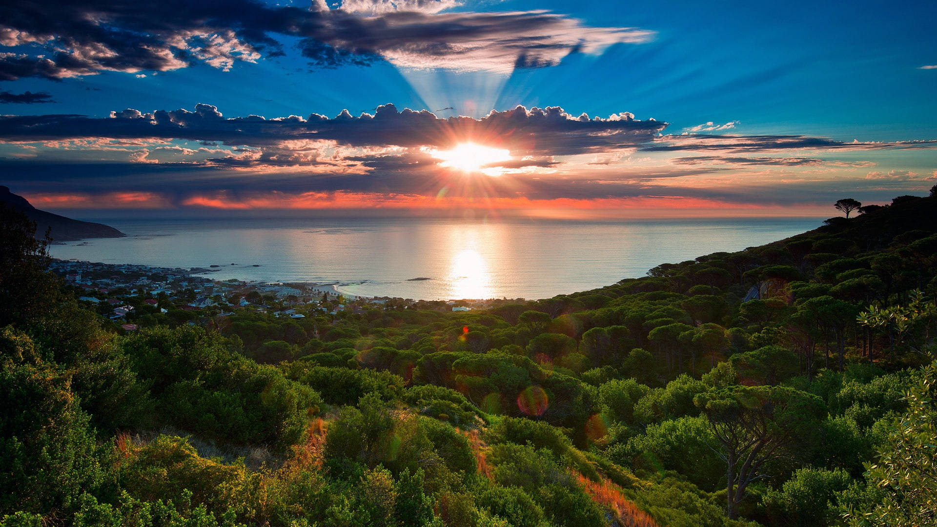 Cape Town, sunset, coastal town, Full HD Desktop Wallpaper