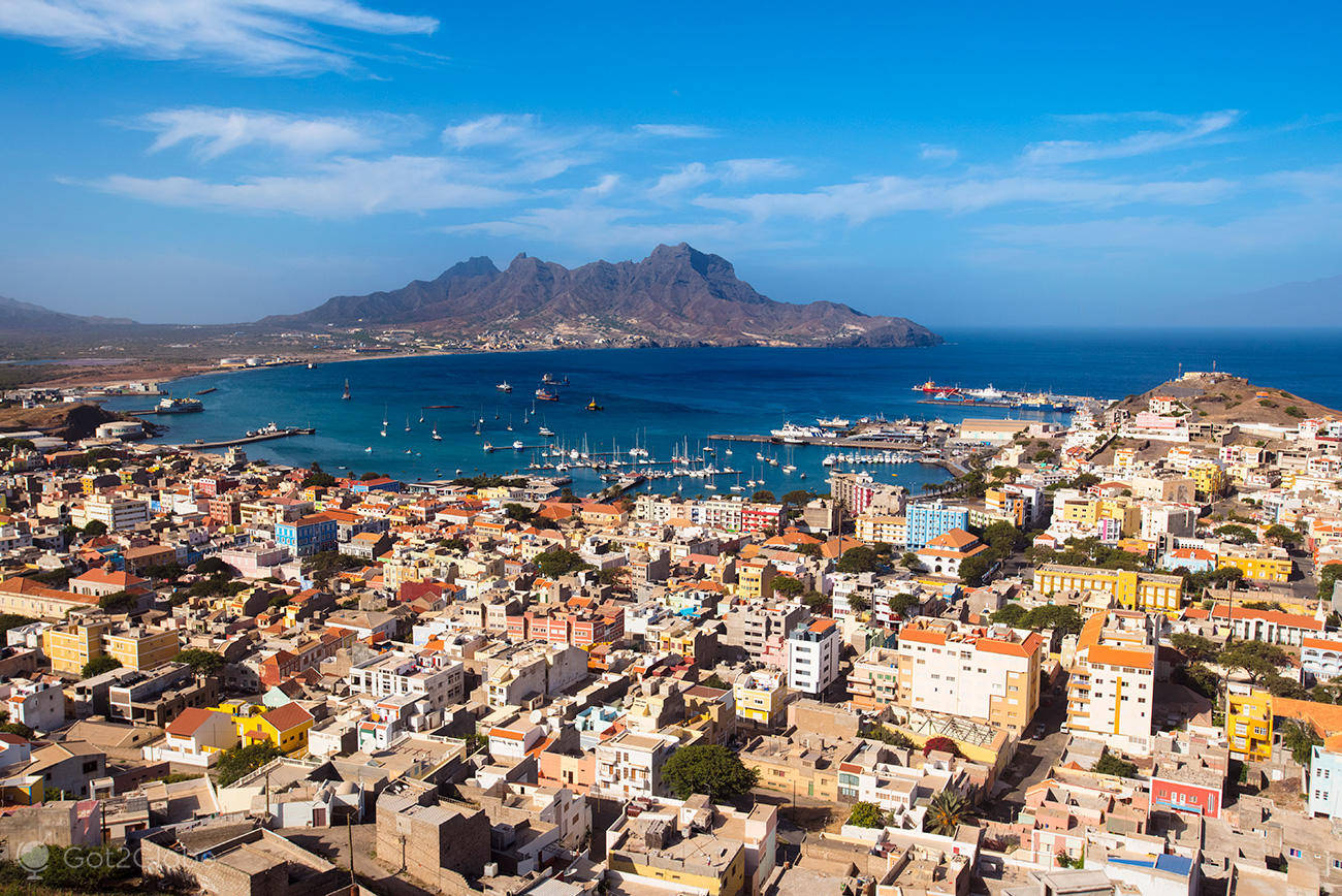 Cape Verde, vibrant coastal town, colorful buildings, HD Desktop Wallpaper
