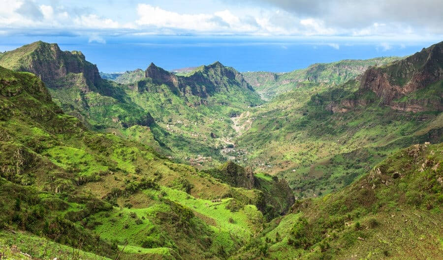 Cape Verde, mountains, green mountain valley, SD Desktop Wallpaper