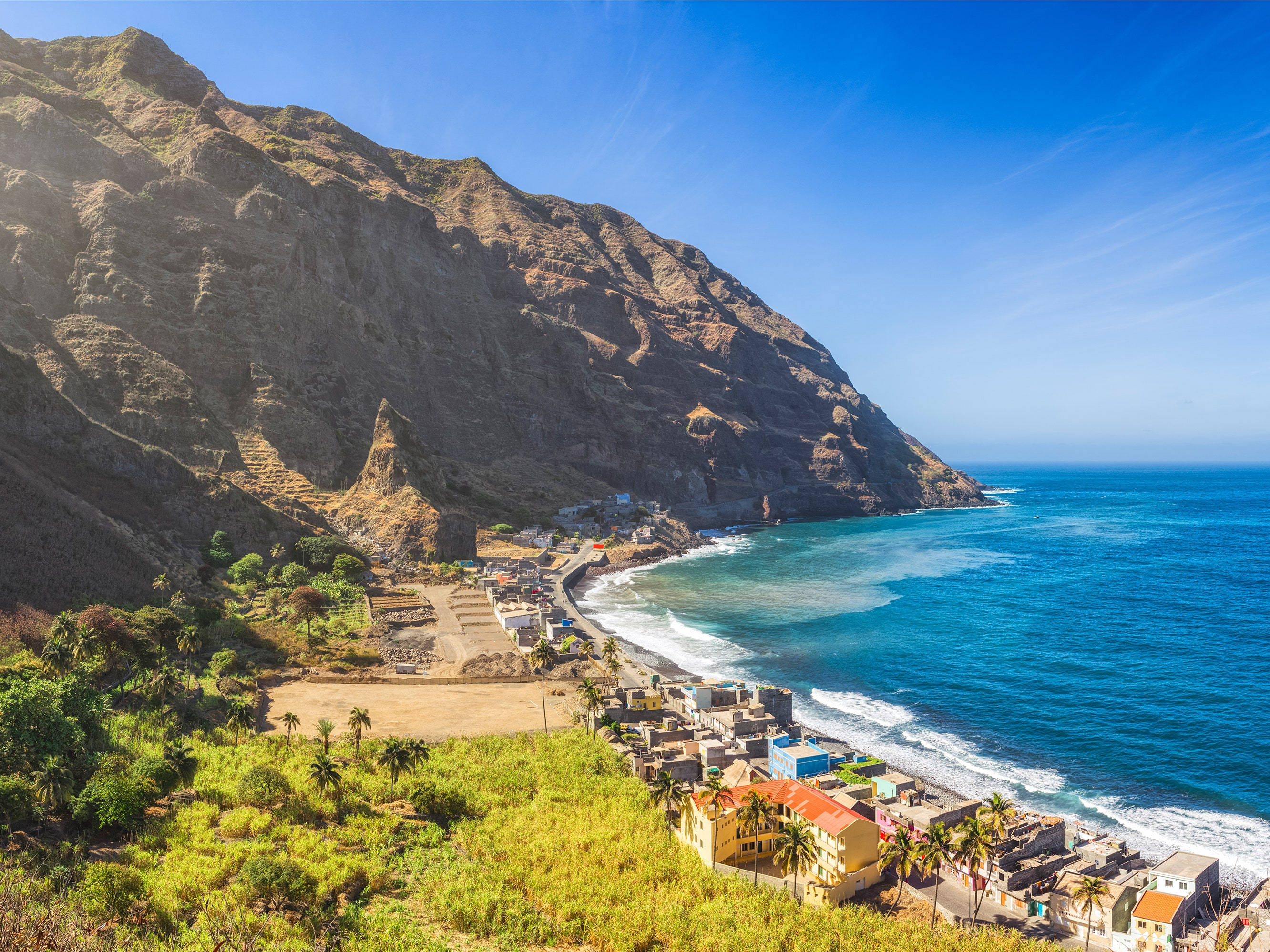 Cape Verde, beach, coastal village, 2K Desktop Wallpaper