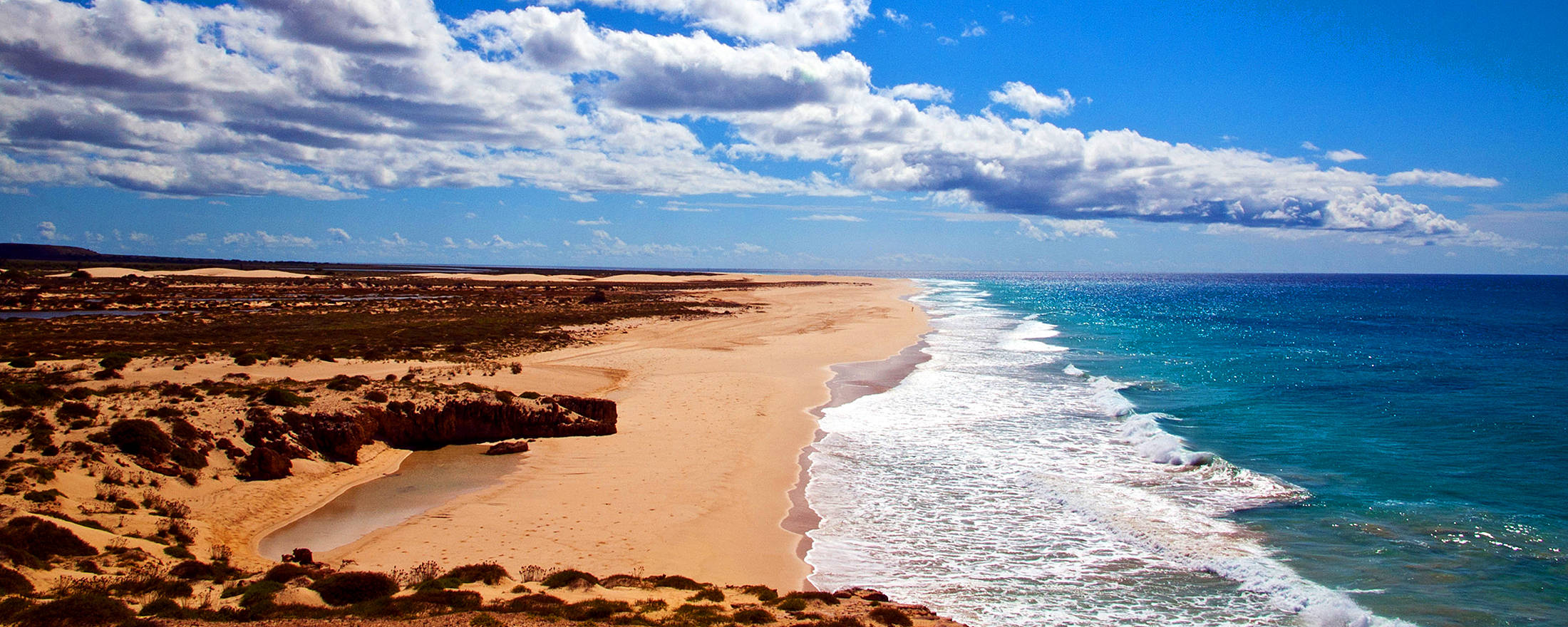 Cape Verde, turquoise waves, golden sandy beach, Full HD Desktop Wallpaper