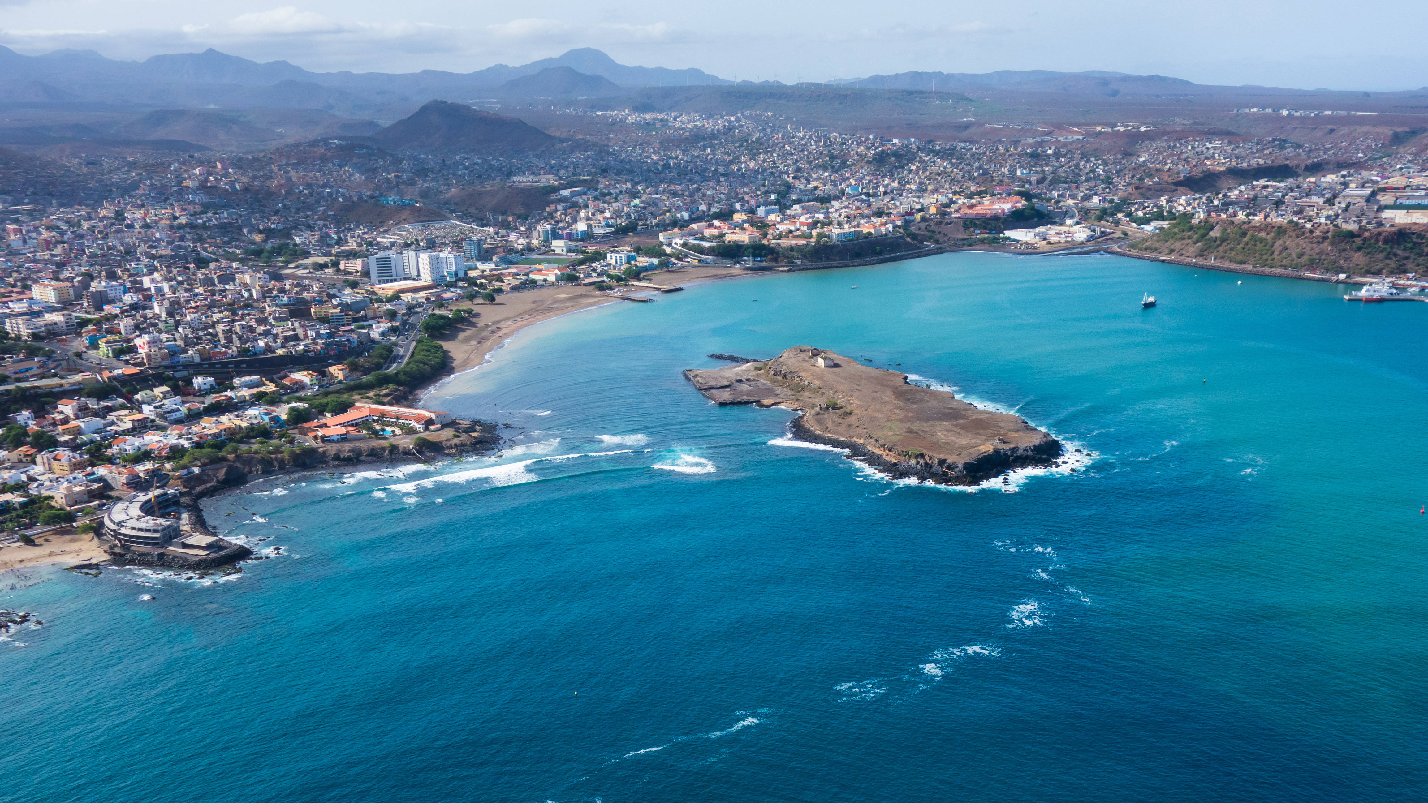 Cape Verde, coastal town, turquoise waters, 4K Desktop Wallpaper
