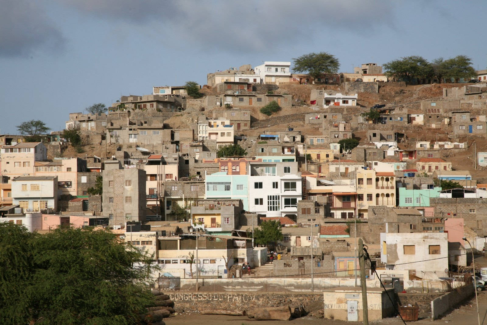 Cape Verde, hillside town, colorful houses, HD Desktop Wallpaper