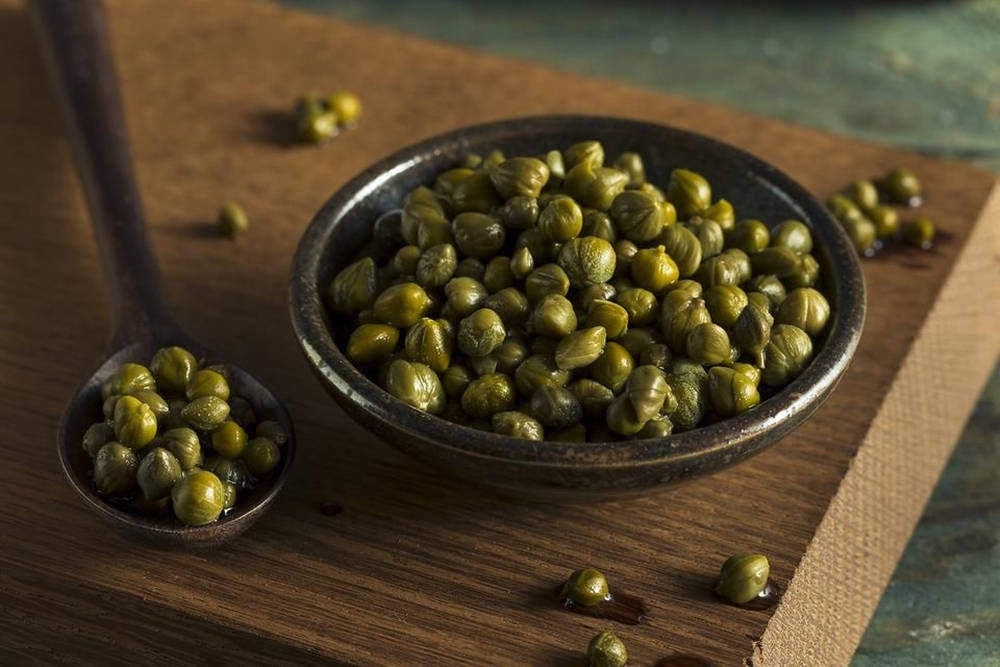 Capers, dark soup bowl, rustic bowl, SD Desktop Wallpaper