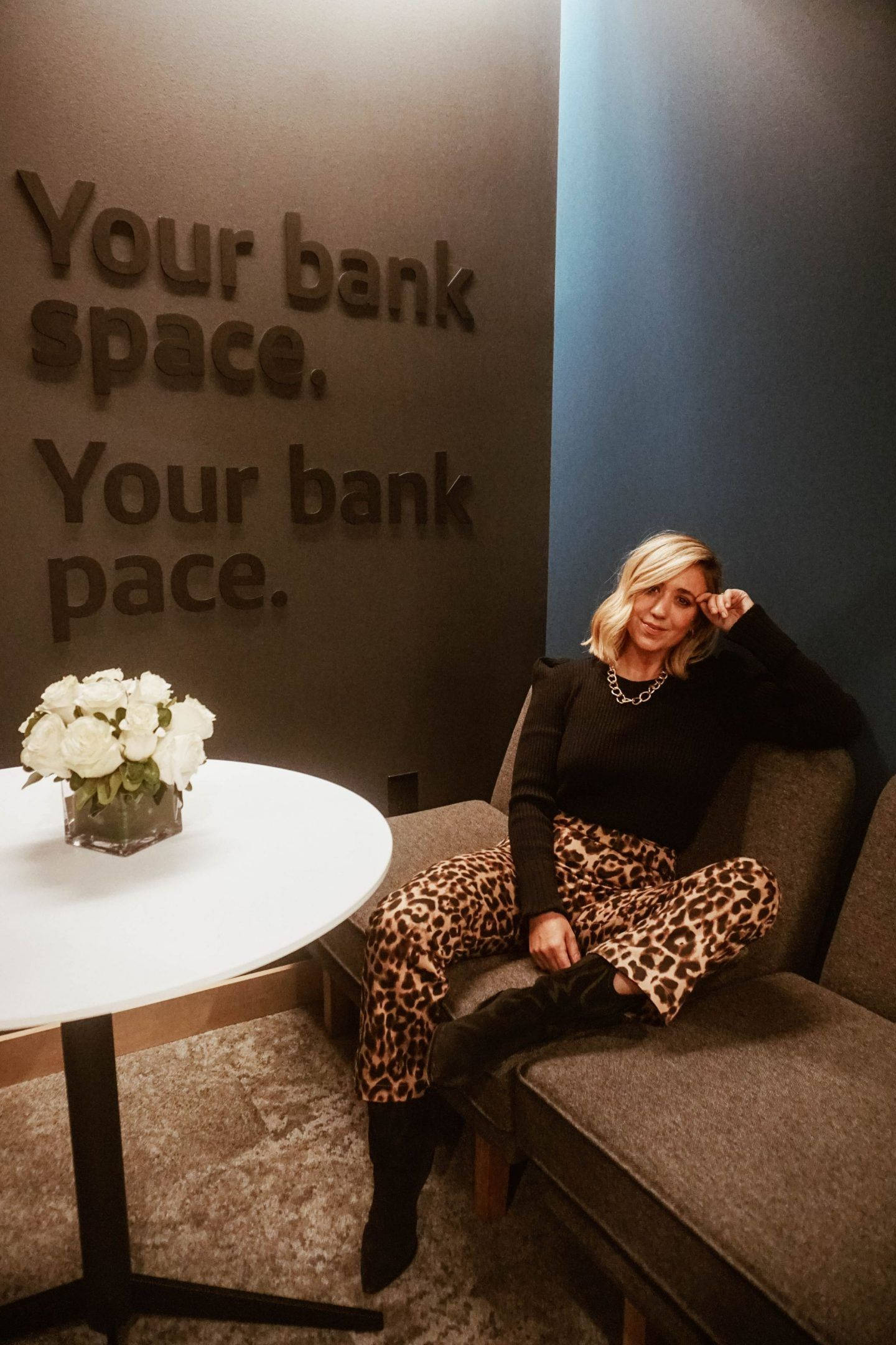 Capital One, leopard print pants, gray couch, Full HD Phone Wallpaper